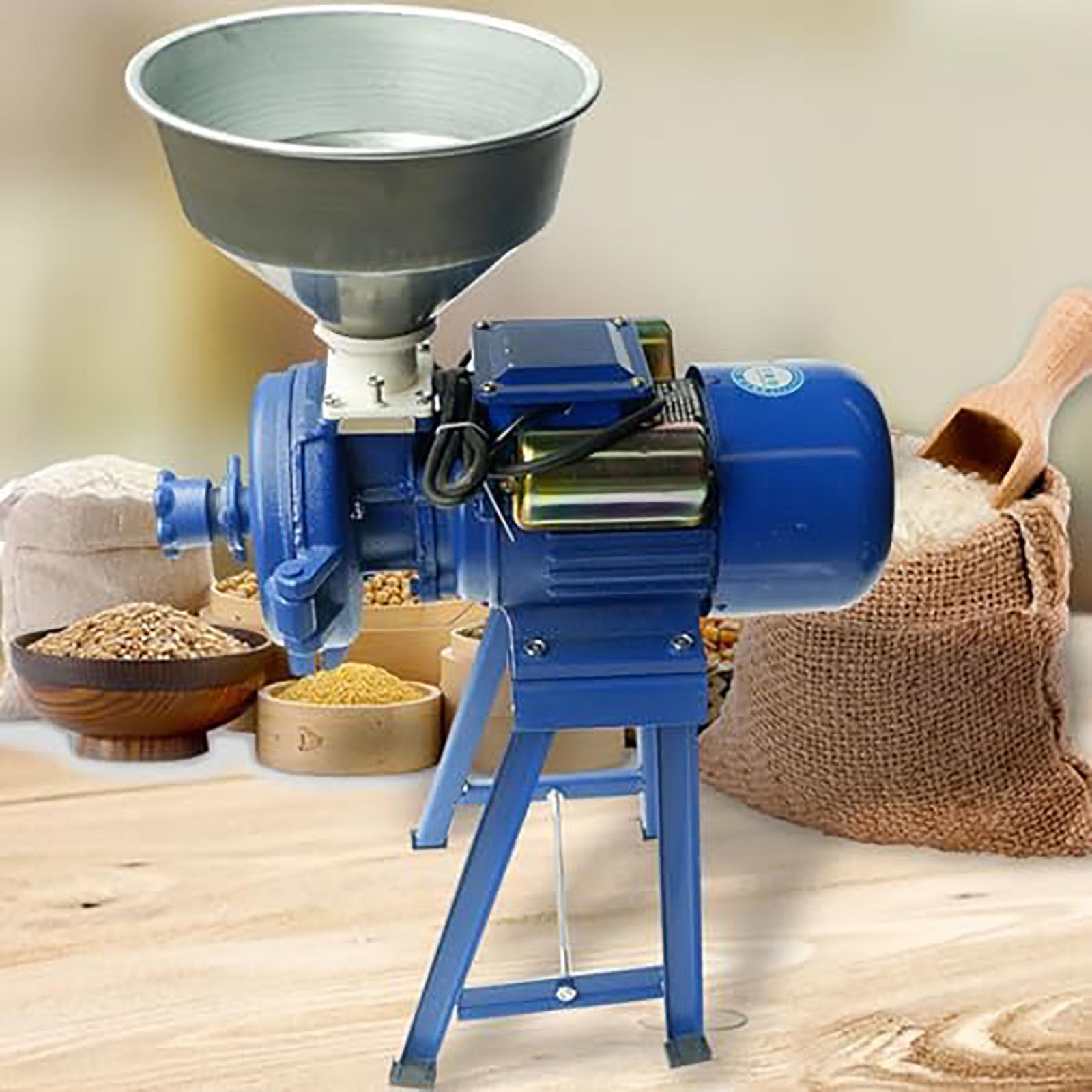 MObyat Macinino Elettrico per Cereali, 3000 W capacità del Macinino con Tramoggia, Ampio Ingresso di Alimentazione, Struttura Rinforzata per Una Lunga Durata, Macinatura Ad Alta Efficienza