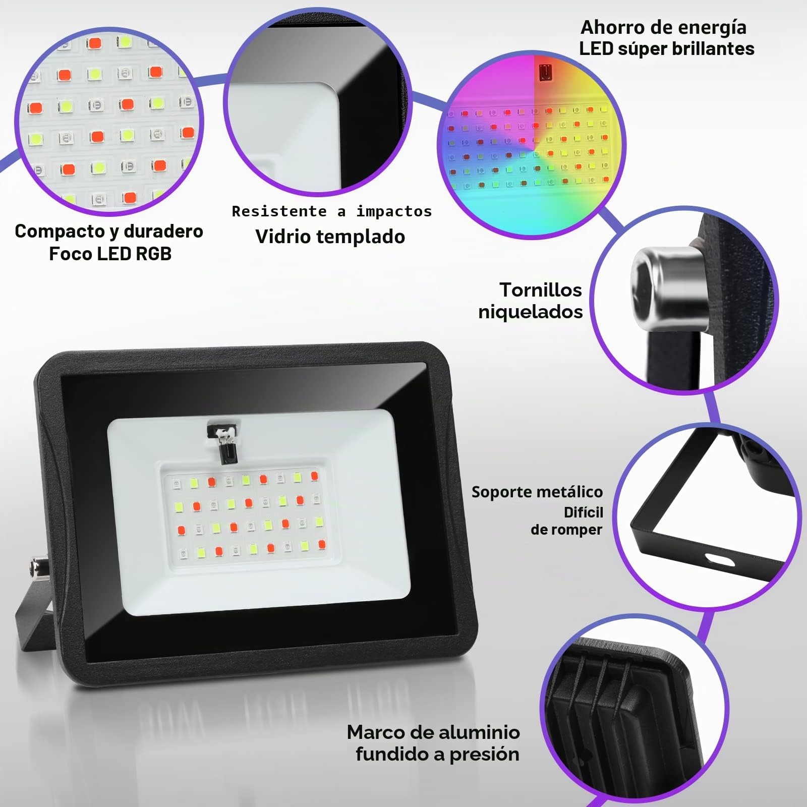 Foco RGB de 10 W, 8 unidades, foco LED RGB con mando a distancia, foco LED RGB regulable con 16 colores, 4 modos, IP66 resistente al agua, foco RGB exterior para fiestas, jardín, luz ambiental