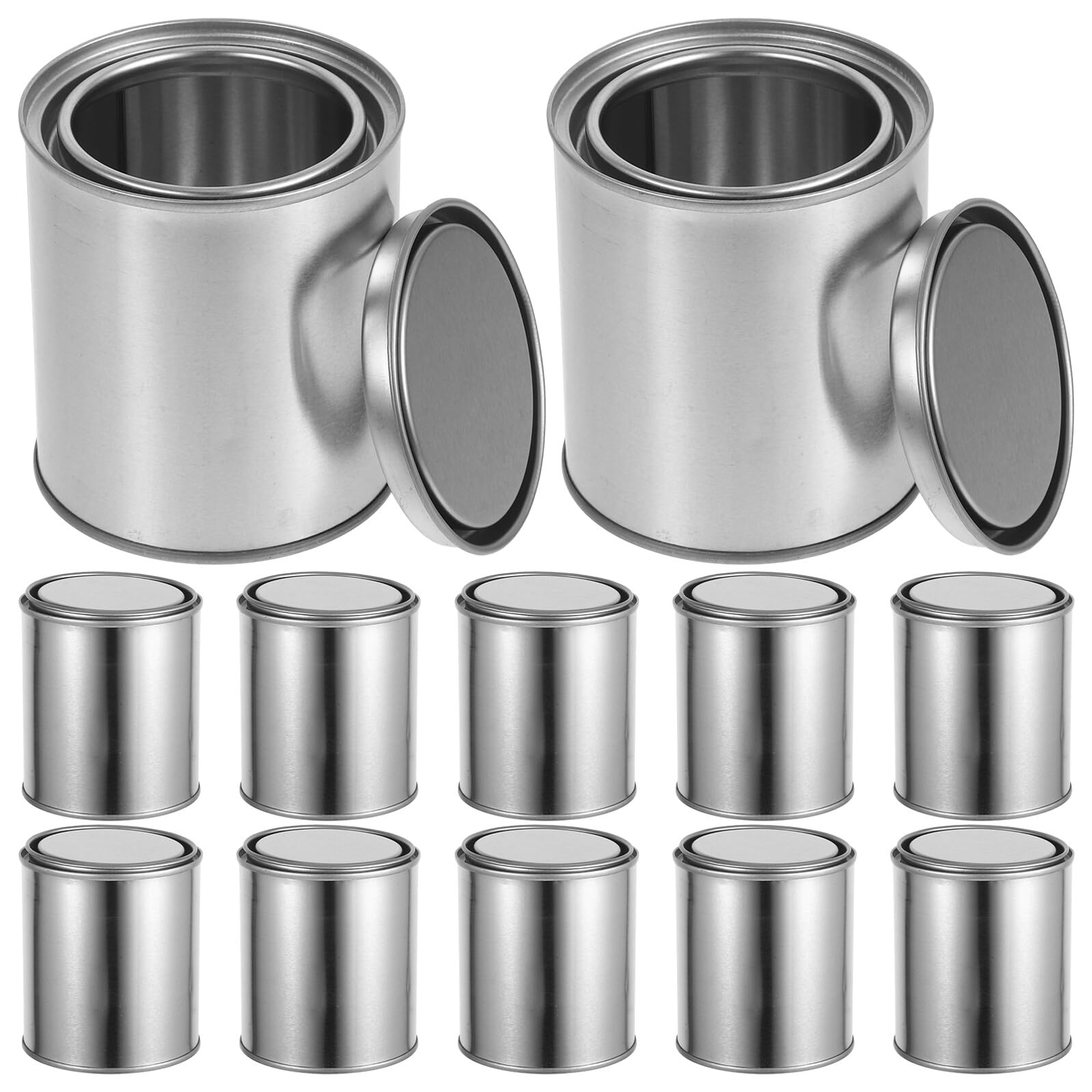 Latas de Pintura Vacías de Hierro con Tapa y Capacidad de 0.4l 12 Diseño Reforzado Contenedores Redondos Multiusos para Almacenamiento y Laboratorio