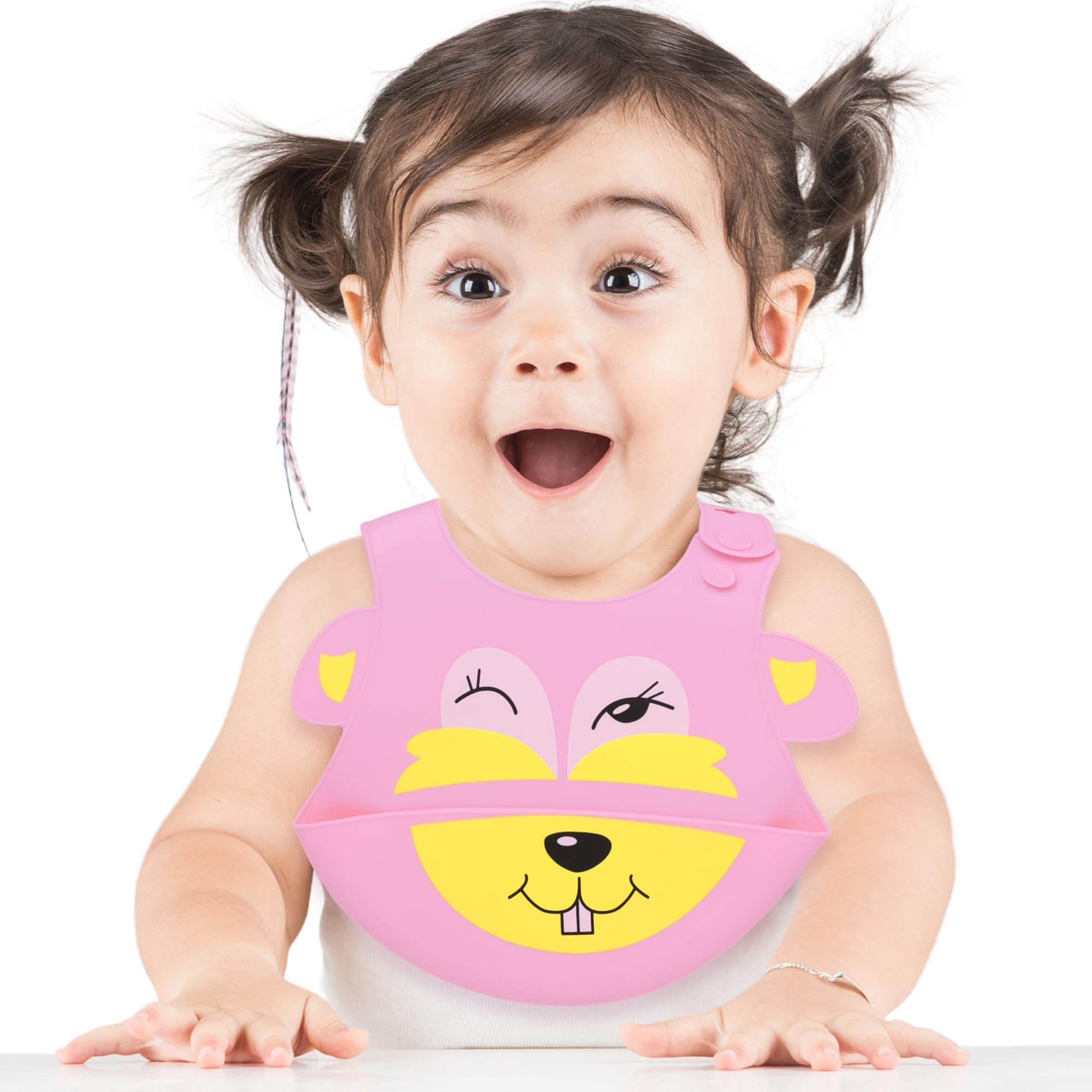 THE LITTLE LOOKERS Silicone Feeding Bib with Adjustable Strap, Waterproof, Easy to wash, Stain proof | BPA free/Soft material Bibs with tray/food catcher