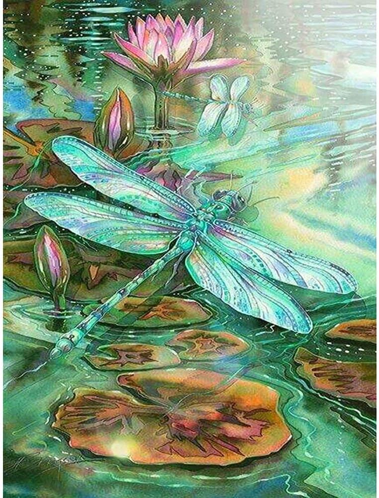 ZOOYA DIY 5D Diamond Painting Kits for Adults by Number, Full Drill Diamond Art Picture with HD Embroidery Canvas for Home Wall Decoration & Gift (Dragonfly,11.81X15.75inch)