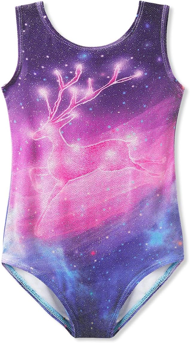 Girls Gymnastics Leotard Apparel Dance Ballet Clothes Unitard Biketard Bodysuit Shorts Dancewear Activewear Practice Outfit 6t 7t Colorful Deer