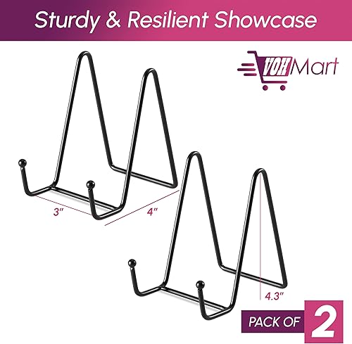 Miniatura 2 de Paquete de 2 soportes decorativos de 4 pulgadas para exhibir, soportes de metal negro para exhibir en la mesa, soporte de marco de fotos moderno y