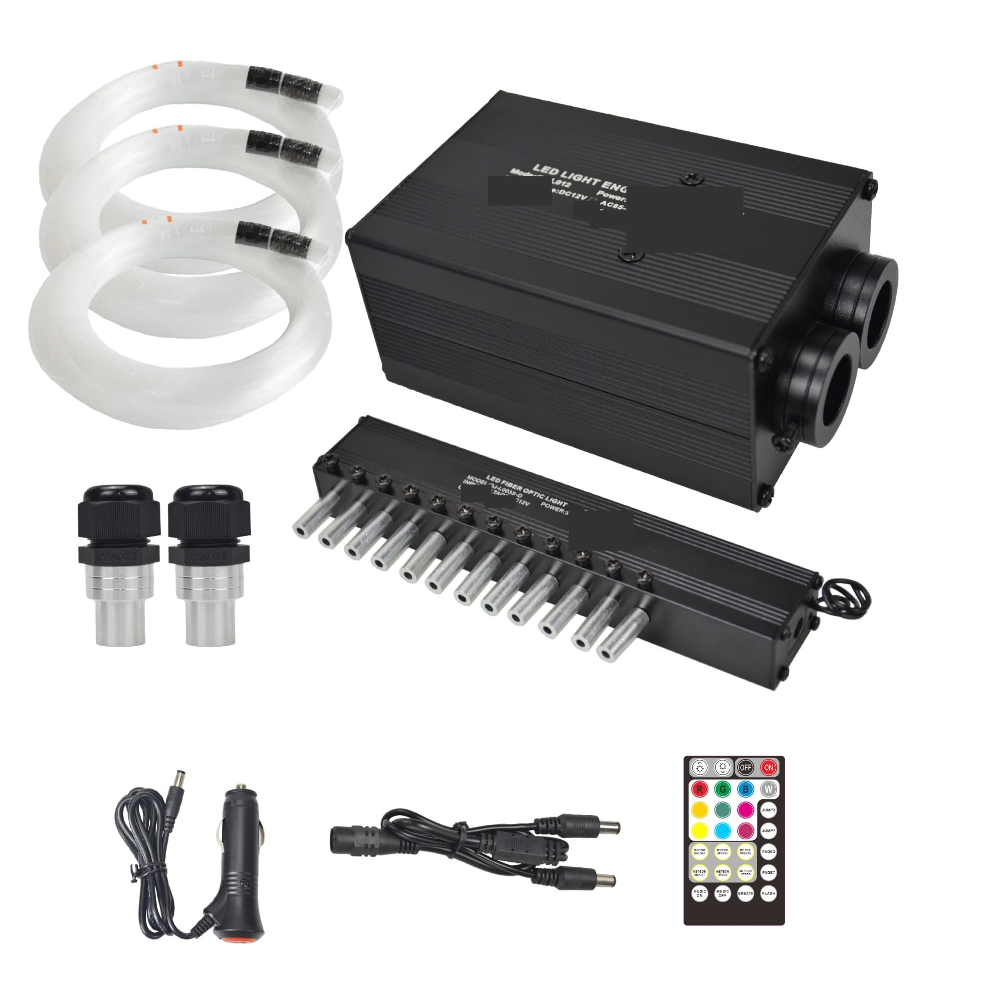 Podwójne złącze aplikacji 12 W Twinkle Led Sufit, pilot Star Strarry Sky, światłowód na dach samochodowy spadająca gwiazda Kit Łatwe do ukrycia(200pcsx0.75mmx3mx2)
