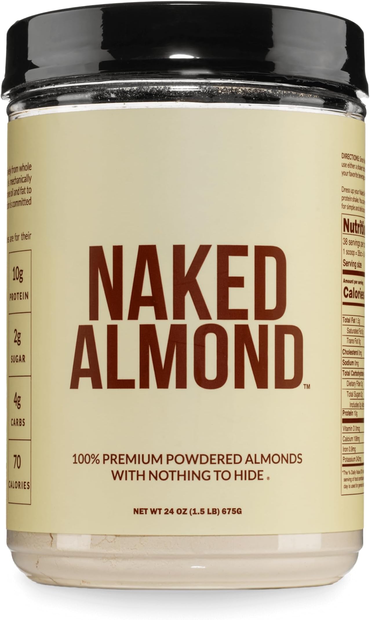 NAKED Almond Protein Powder from US Farms, Only 1 Ingredient, Vegan, Gluten-Free, No Additives, No Salt, No Sugar - 38 Servings - 1.5LB