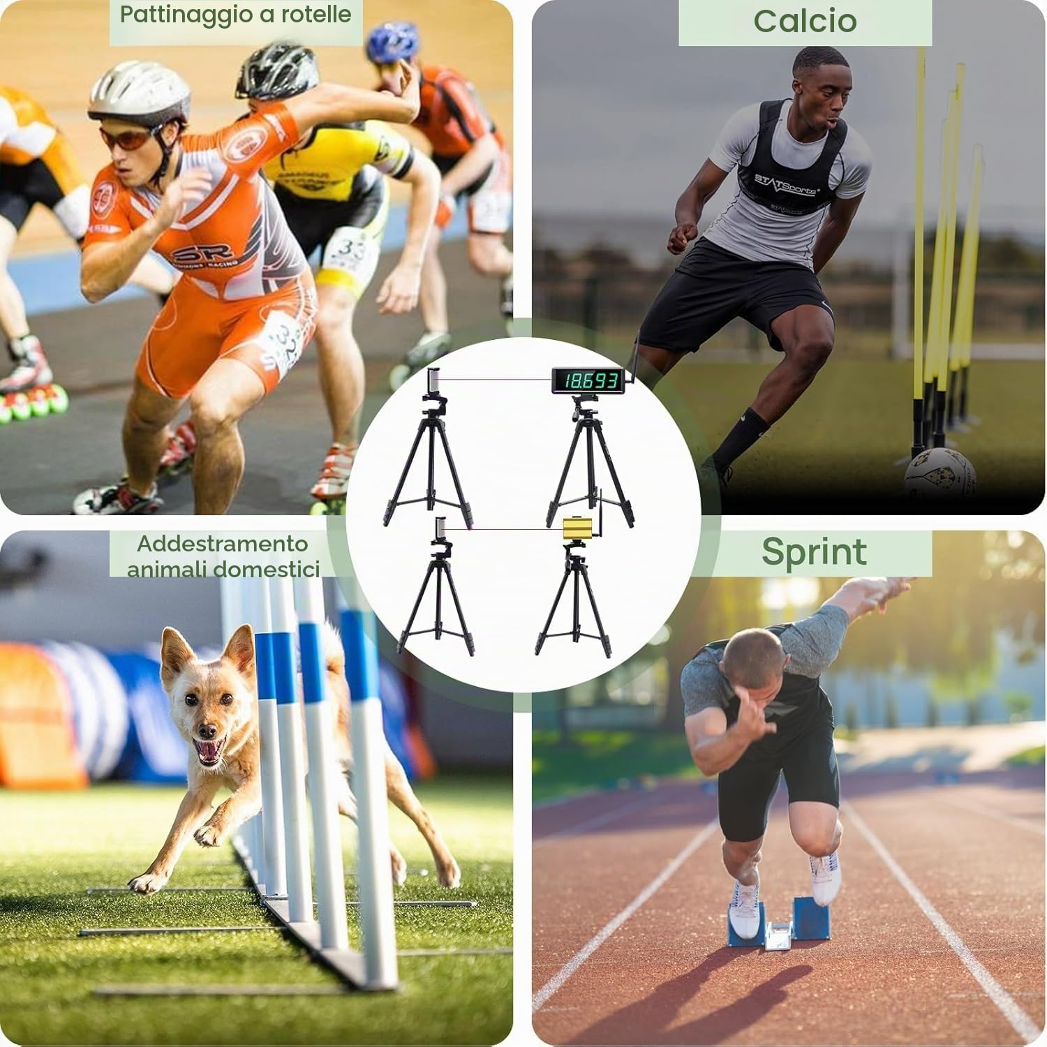 YZ Timer laser per Sprint, sistema laser Sprint, cronometro laser, cronometro, allenamento di velocità, corsa, calcio (supporto alto)