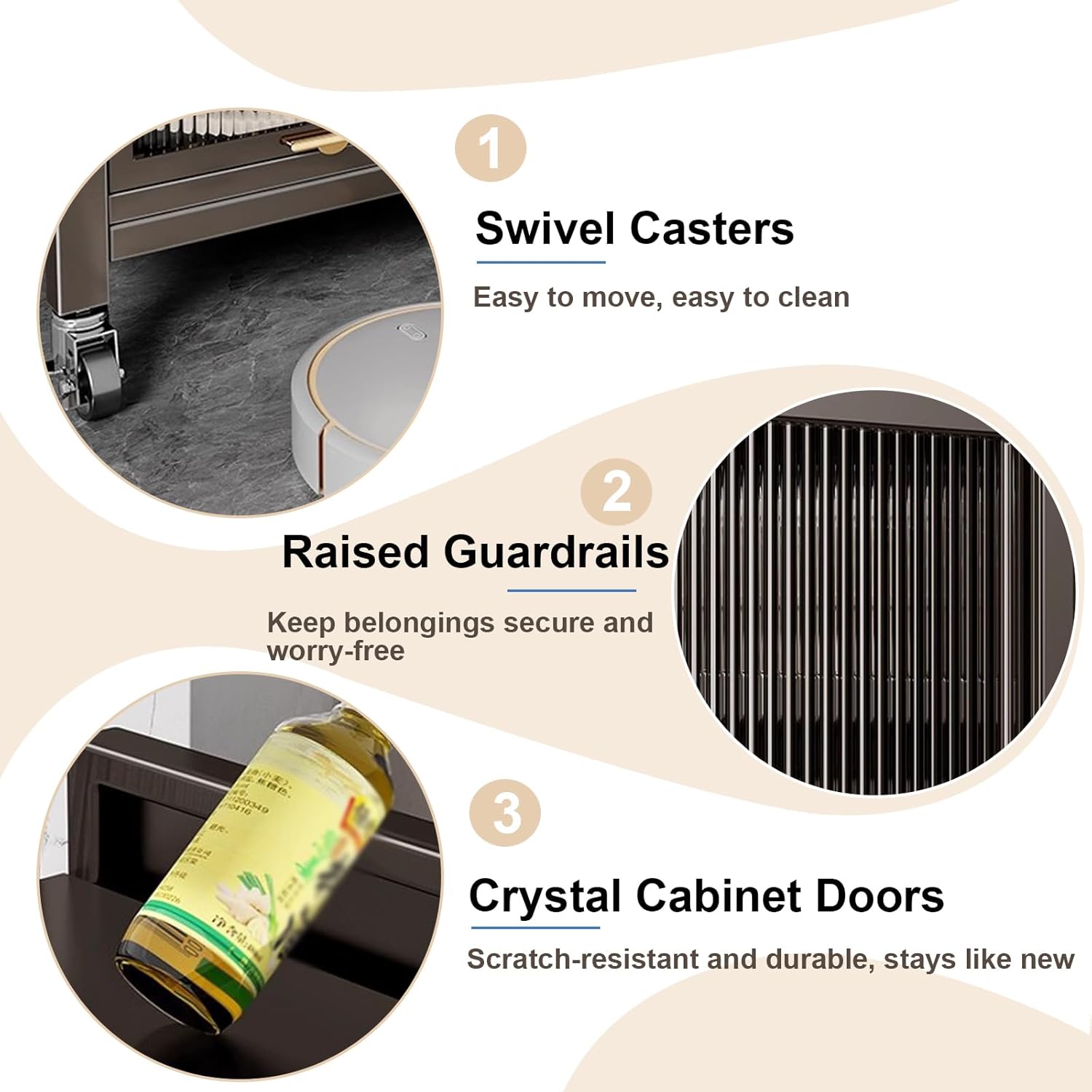 Rolling Spice Rack Next to Fridge Slim, Freestanding Narrow Tall Sideboard Shelf, with Transparent Flap Door Design, Pull Out Cabinet Organizer for Small Space Kitchen Space Saving (Grey, 5T-16cm)