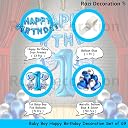 Rozi Decoration Baby Boy 1st Birthday Theme Decoration Kit (Blue, 1st Birthday Combo)_69 Pcs material Foil gallery image