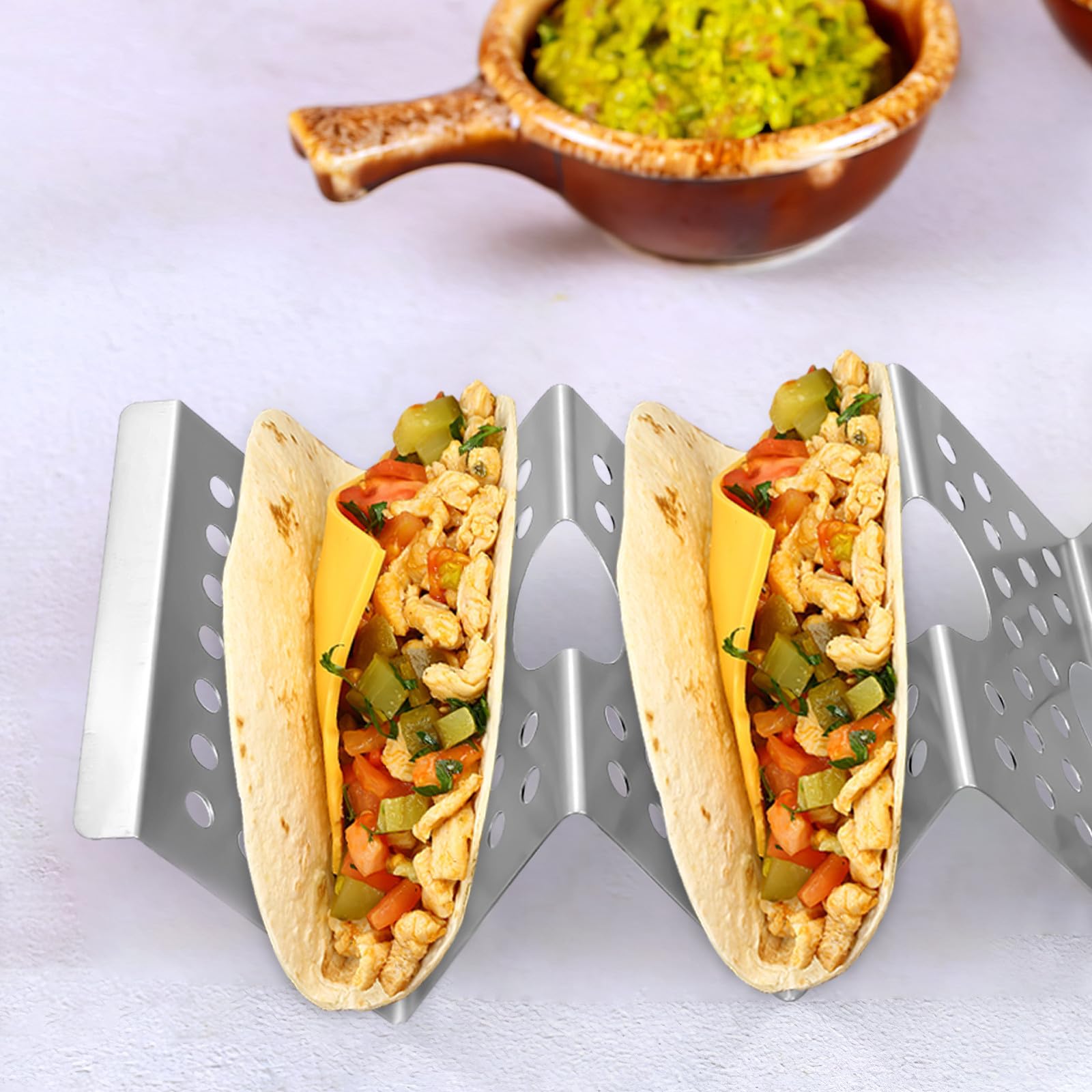 TOYANDONA 8 Piezas Soporte para Tacos de Acero Inoxidable Soporte