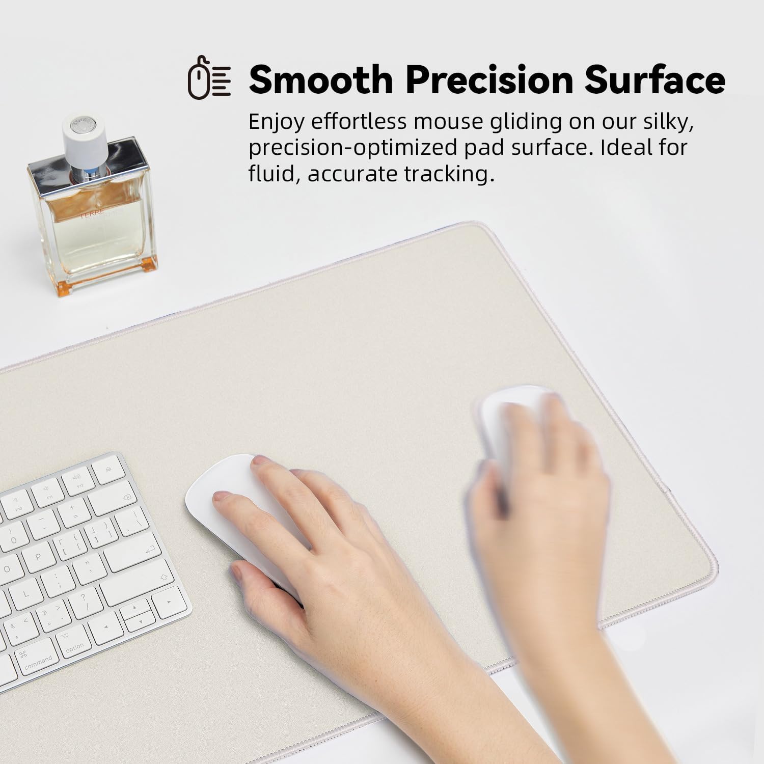 Waterproof Large Gaming Mouse Pad with Durable Stitched Edges, Non-Slip Rubber Base, Grainy Jacquard Mouse Mat Desk Pad for Home Office Gaming, 31.5''x11.8''x0.12'', Beige - Image 3