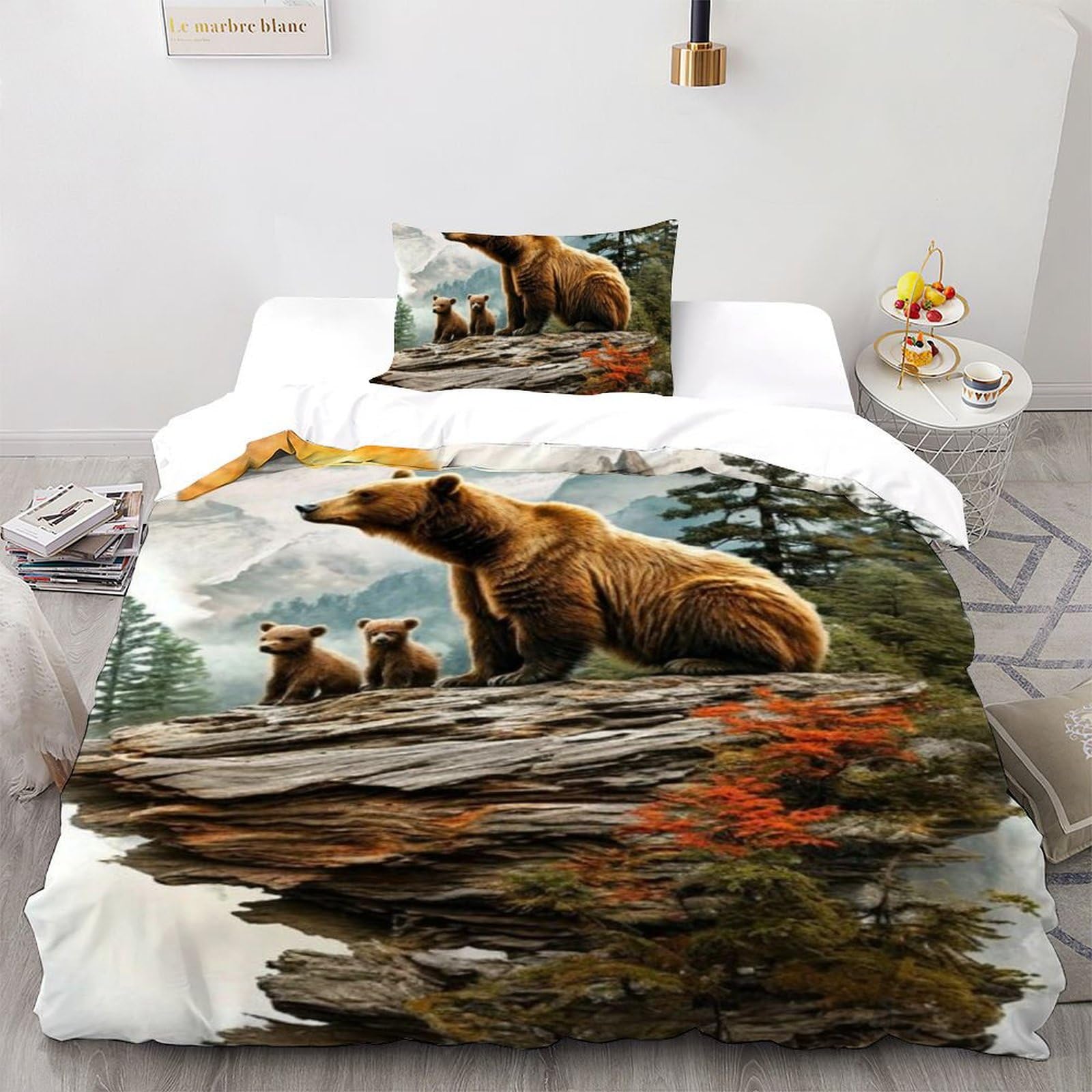 Housse de couette single animaux imprimé 3D pour chambre de fille