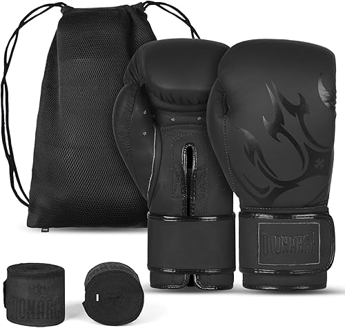 Guantes de boxeo de cuero genuino para hombres y mujeres  Entrenamiento profesional, Muay Thai, MMA y juego de sparring con envolturas de mano y