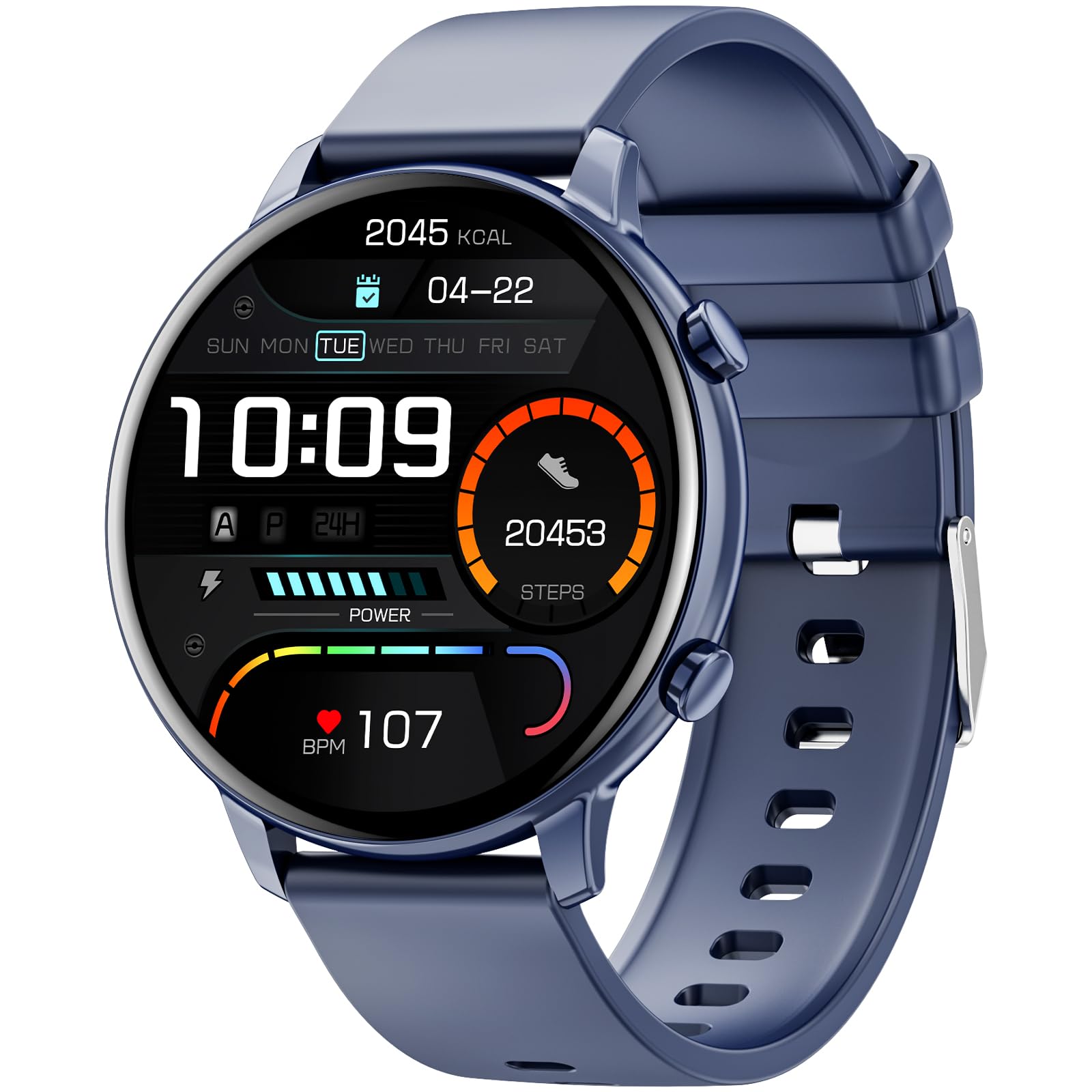 Hwagol Smartwatch Uomo Donna, Round Waterproof Fitness Tracker 140+ modalità Sportive Orologio Smartwatch con Contapassi/Cardiofrequenzimetro/SpO2/Cronometro per Android iOS