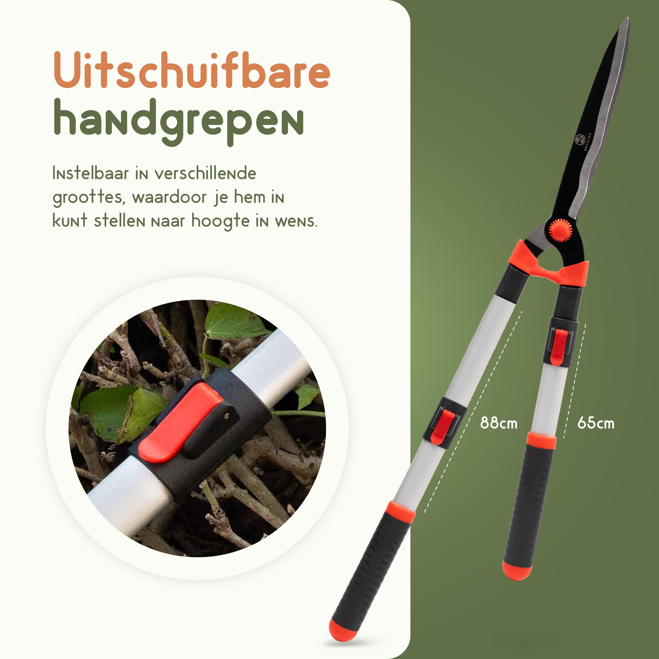 Tagliasiepi telescopico 65-85 cm cesoie da giardino lame in acciaio rosso/nero