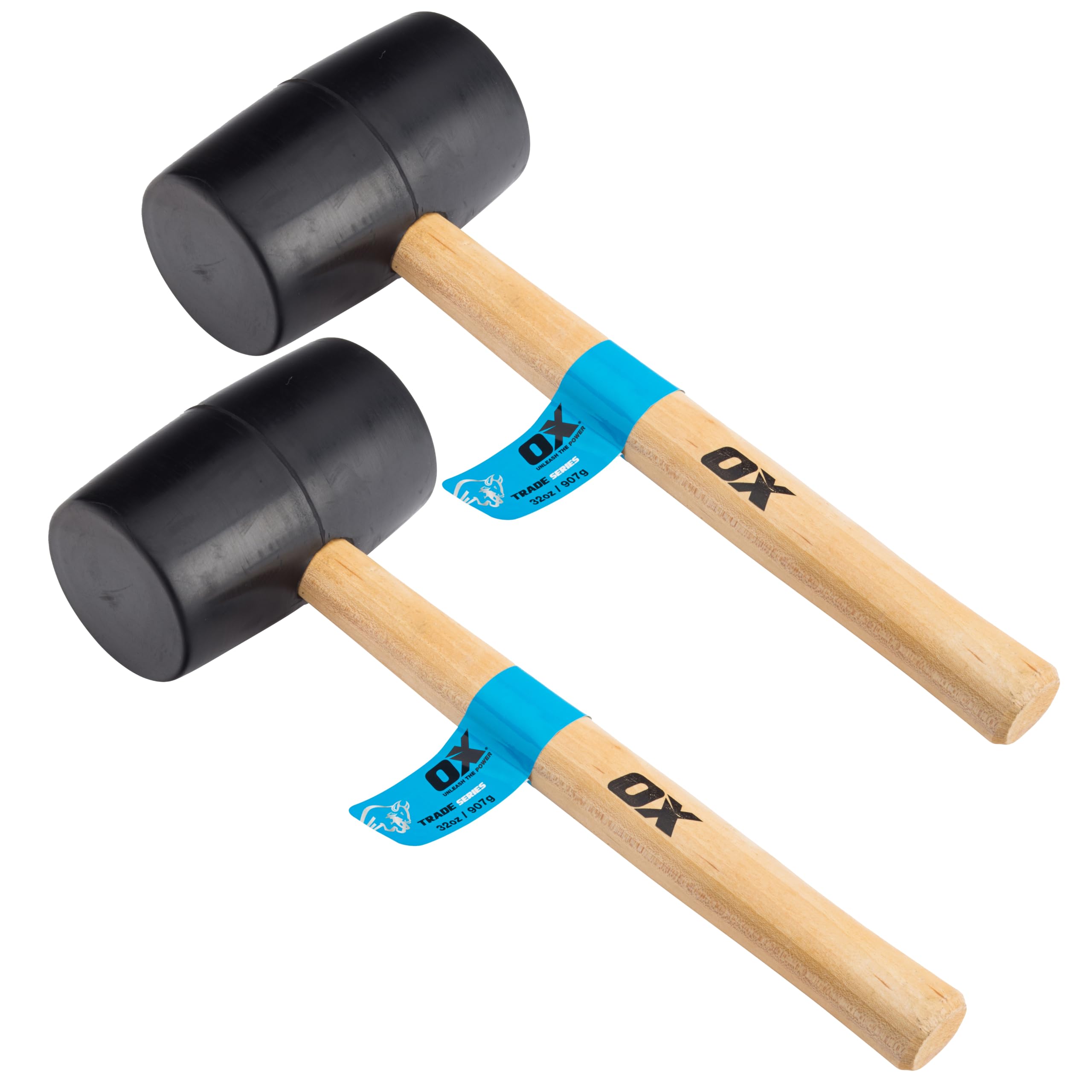 OX Trade Black Rubber Mallet 32oz / 900g Twin Pack, Non-Marking Hammer