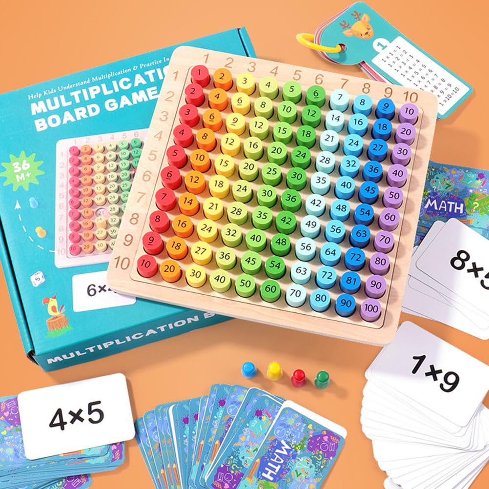 Drewniana gra planszowa mnożenie i sto 3 w 1, Montessori Matematyka Edukacyjna Zabawka dla dzieci