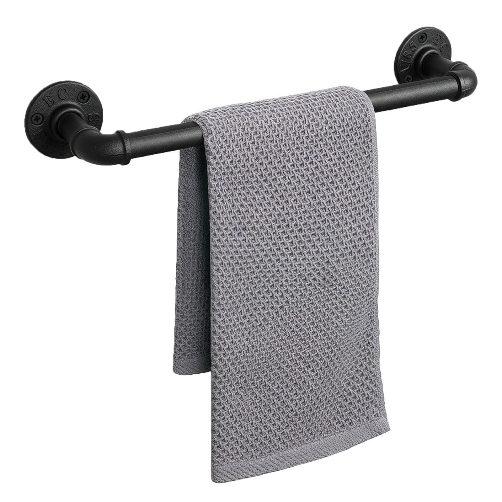 Jeasor Industrial Pipe Towel Bar, DIY Bathroom Shelf Rack Hanging Towel, Steampunk Wall Mount Bath Rustic Towel Rack Holder Rail with 3 Hooks (16 inch)
