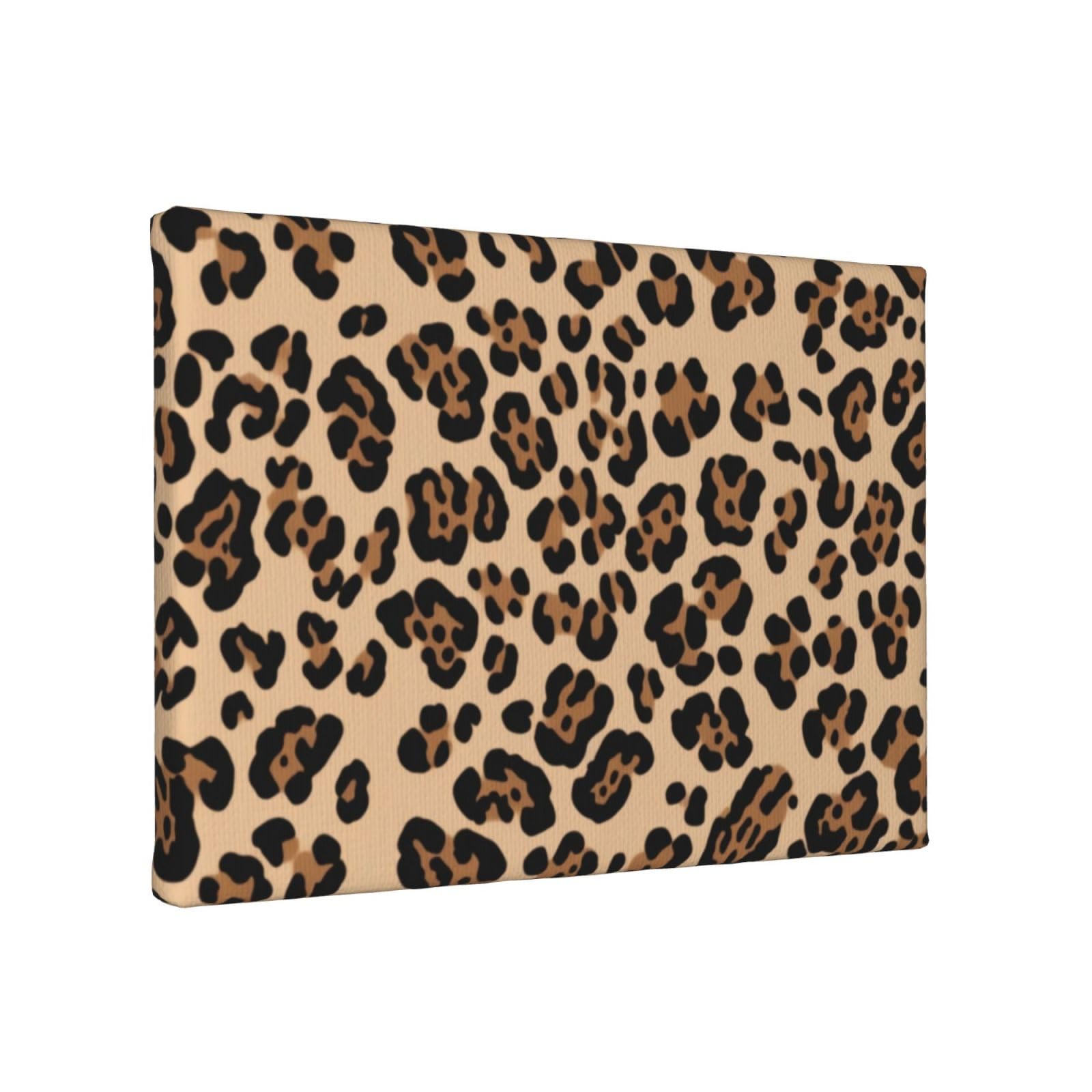 YKLJG Leopard Print Printed Wall Art Canvas Painting 30x20 CM Wooden Framed Picture Painting Artwork Prints for Bedroom Kitchen Home Office Decor