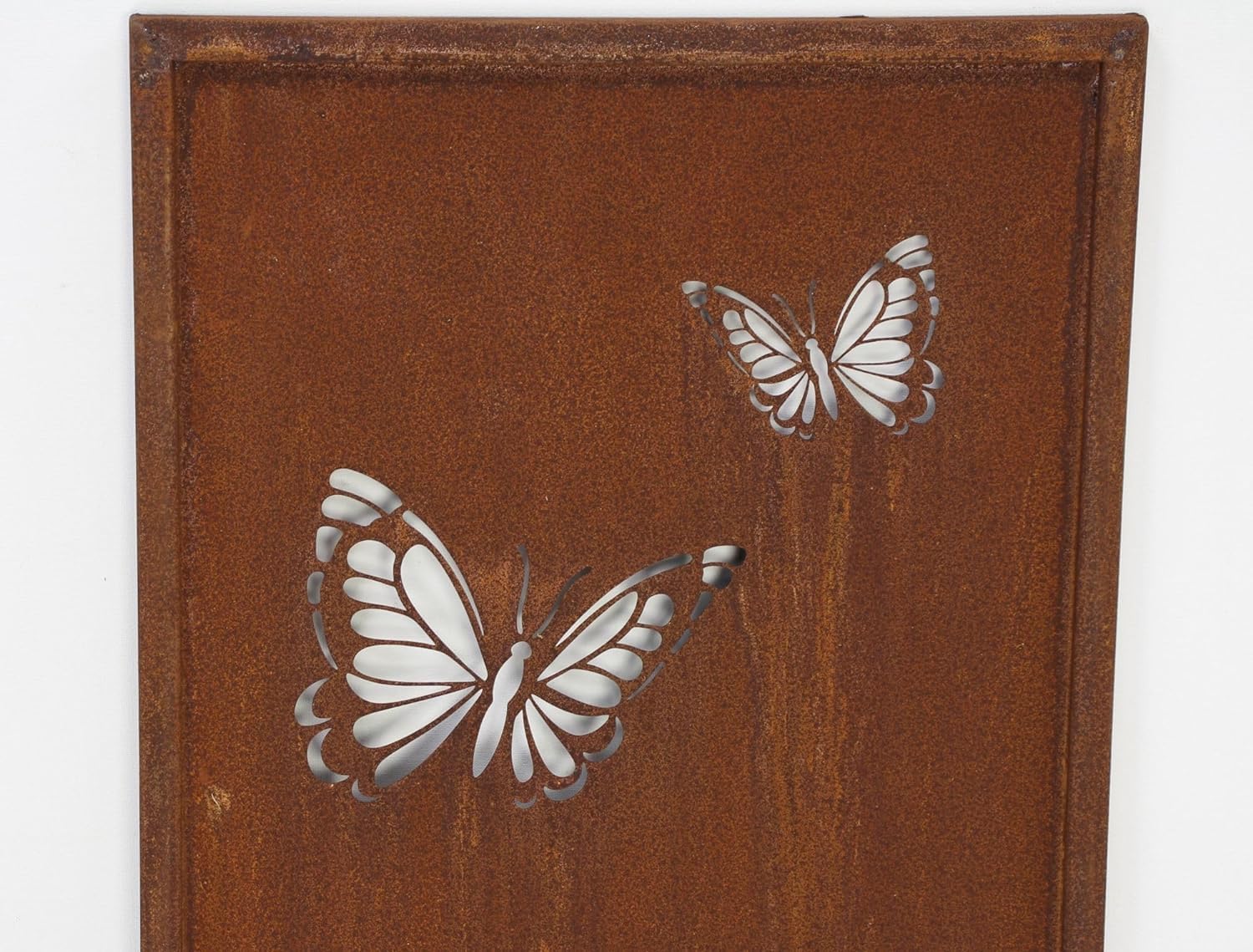 Plaque décorative en métal « Fleurs et papillons » avec finition en rouille véritable, 117 cm de haut, plaque décorative pour jardin, piquet de jardin
