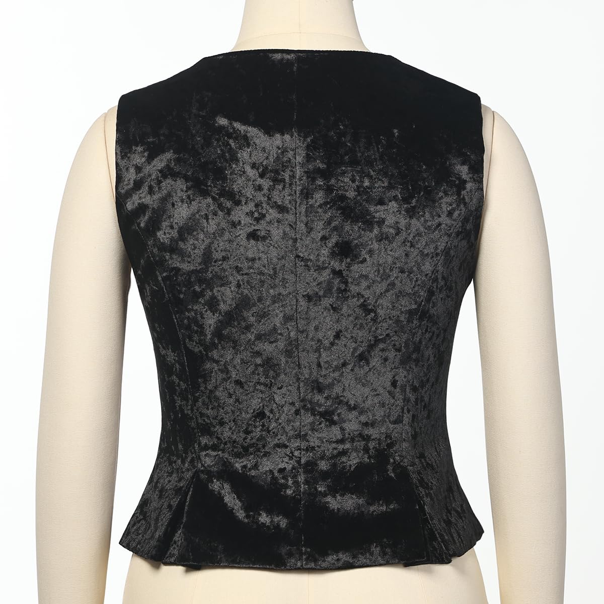 Women Vintage Velvet Vest for Women V-Neck Cropped Sleeveless Dressy Waistcoat Casual Tops Black, XL - Image 4