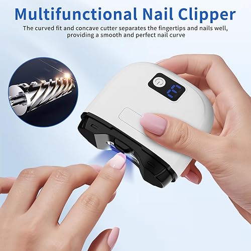 Miniatura 2 de Cortauñas eléctrico inteligente 3 en 1, cortaúñas eléctrico con pulido, 3 velocidades, recargable por USB, lima de uñas eléctrica automática para