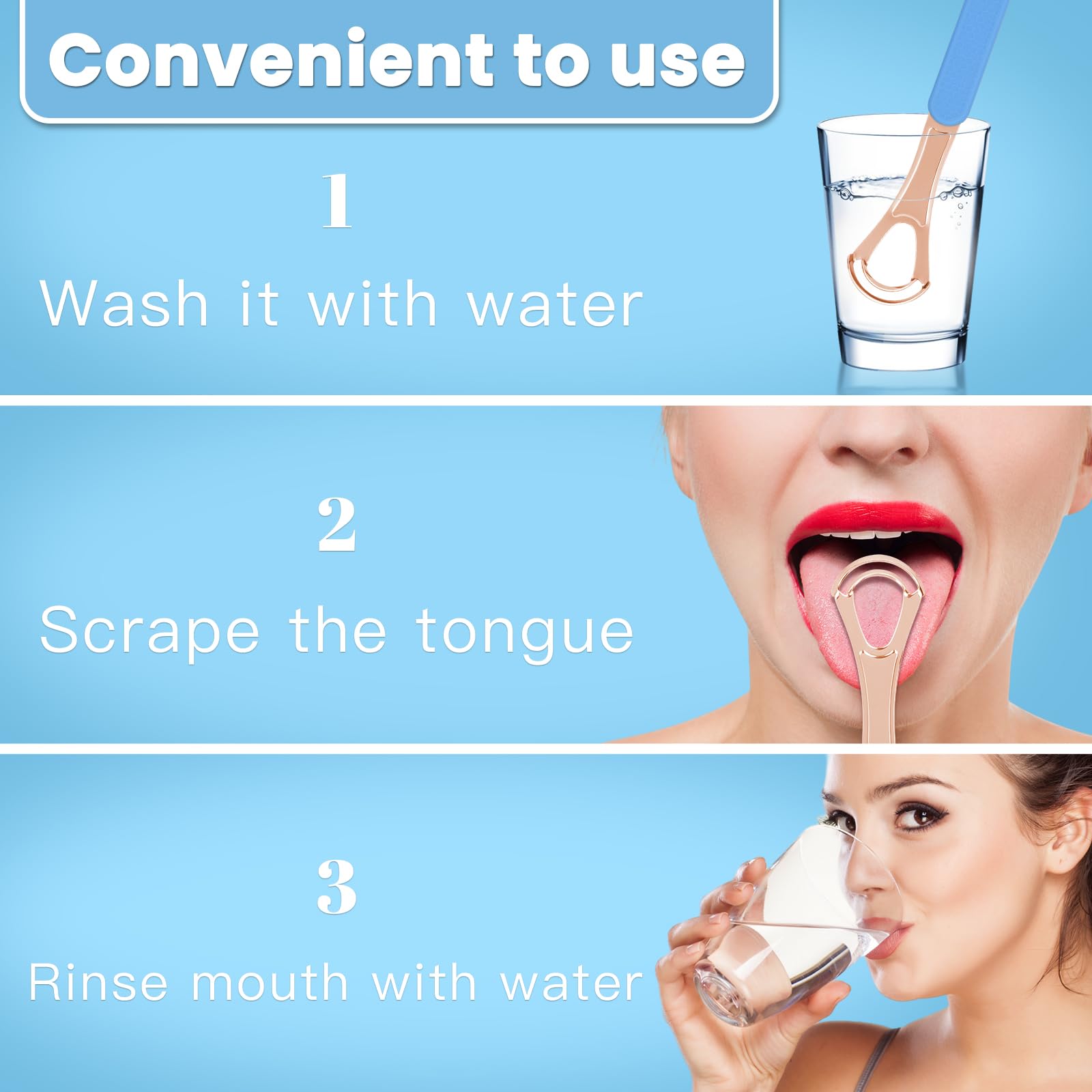 Zivacate 2 Pezzi Raschietto Lingua, Raschia Lingua in acciaio inox, Spazzola per Lingua, Pulizia Lingua Tongue Scraper per Lingua, Trattamento per l'alitosi per Adulti e Bambini