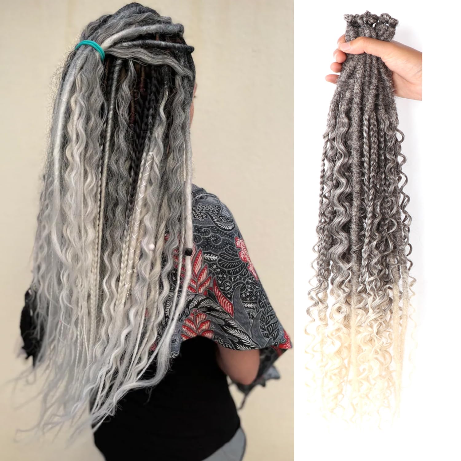 24 Inch Synthetic Dreadlock Extensions Hippie Single Ended Dreads 0.6 cm Width Loc Extensions Reggae Style Crochet Hair for Women (T1B/613