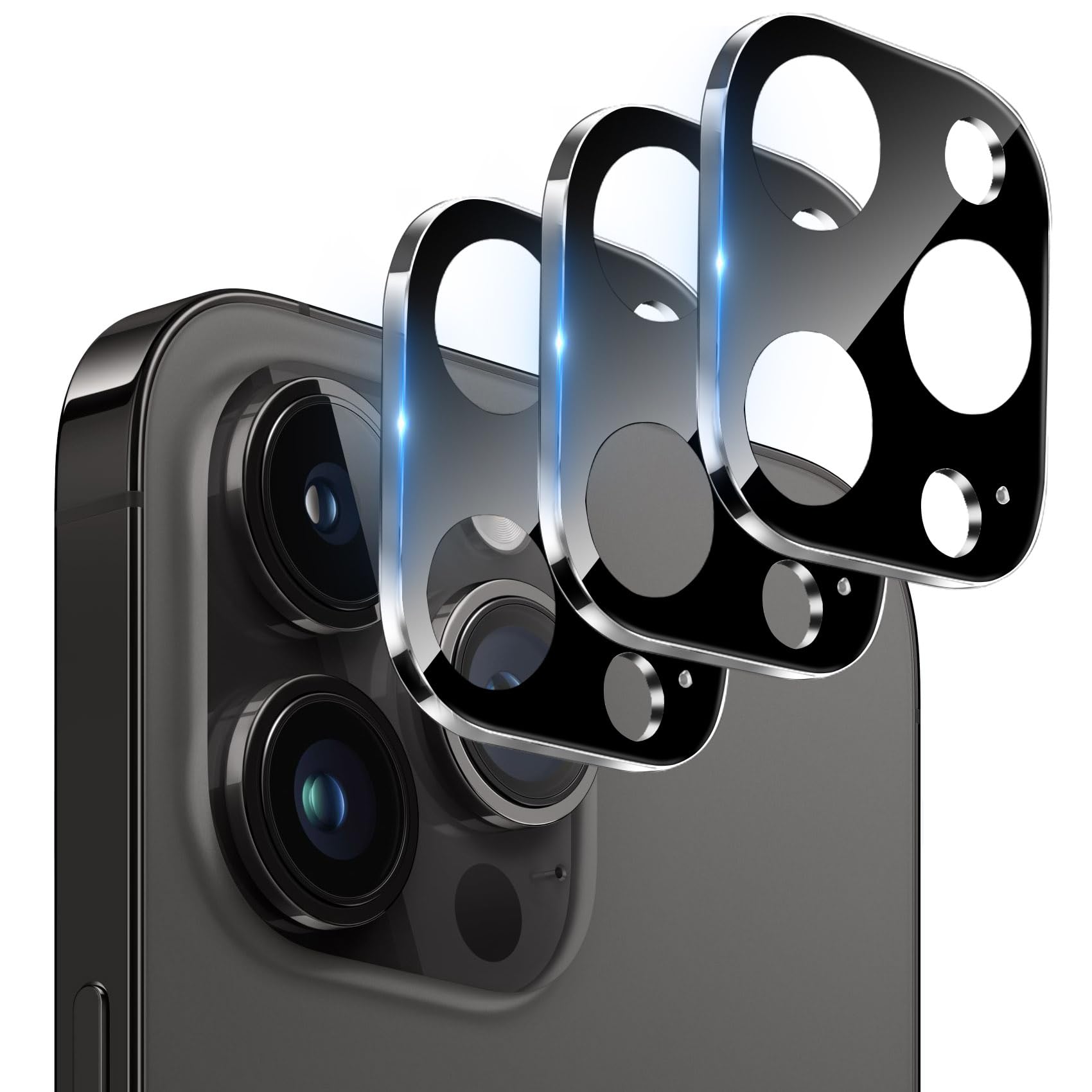 3 Pack Camera Lens Protector for iPhone 13 Pro 6.1" & iPhone 13 Pro Max 6.7", Tempered Glass, Ultra HD, 9H Hardness, Anti-Scratch, Case Friendly, Easy to Install [No Affect on Night Shots]