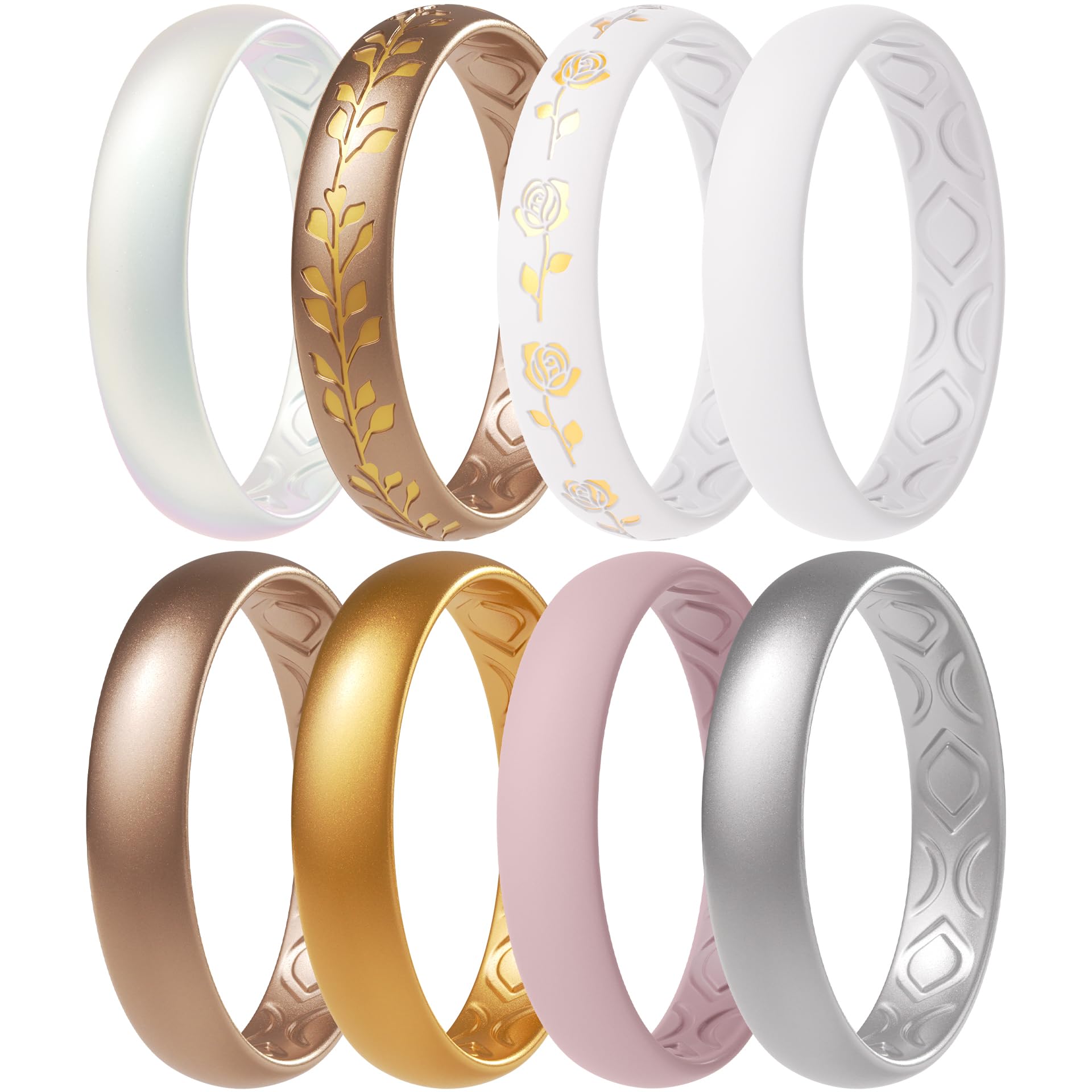 ThunderFit Women Breathable Silicone Bridal Rings Sets For Her, 4mm Wide