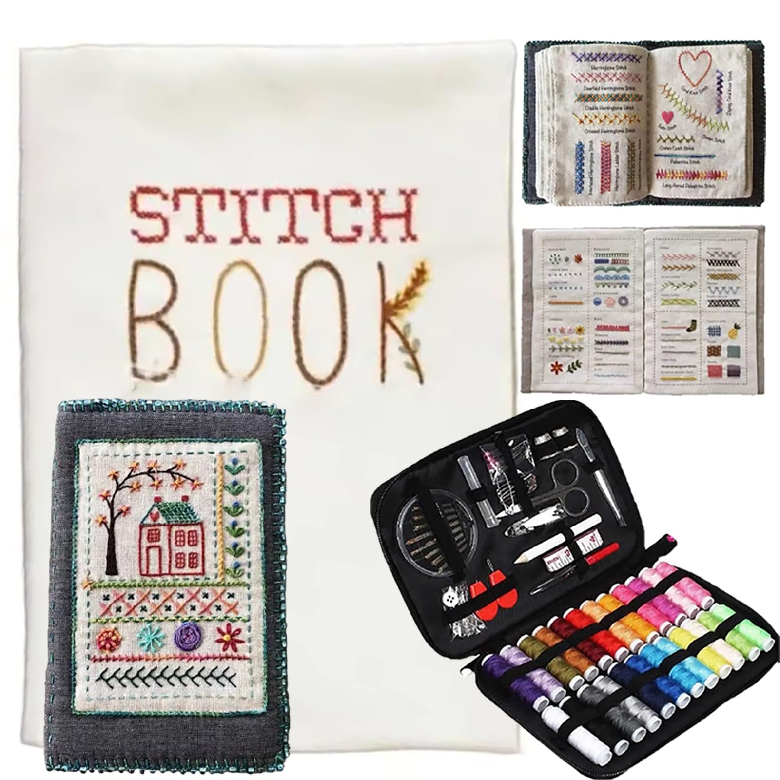 ABPWO DIY Stitch Book, Stitch Book Embroidery, Sewing Book for Beginners Adult(Version B 106 Stitches)