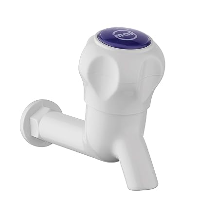 Axtry Pack Of 2 Mak ABS Plastic Water Tap/Long Body Plastic Bib Cock/Routing Tap/Washing Area/Kitchen Sink Tap/Bathroom Bibcock for Hot & Cold Water/Basins Cock (1/2 Inch  15mm) (White)