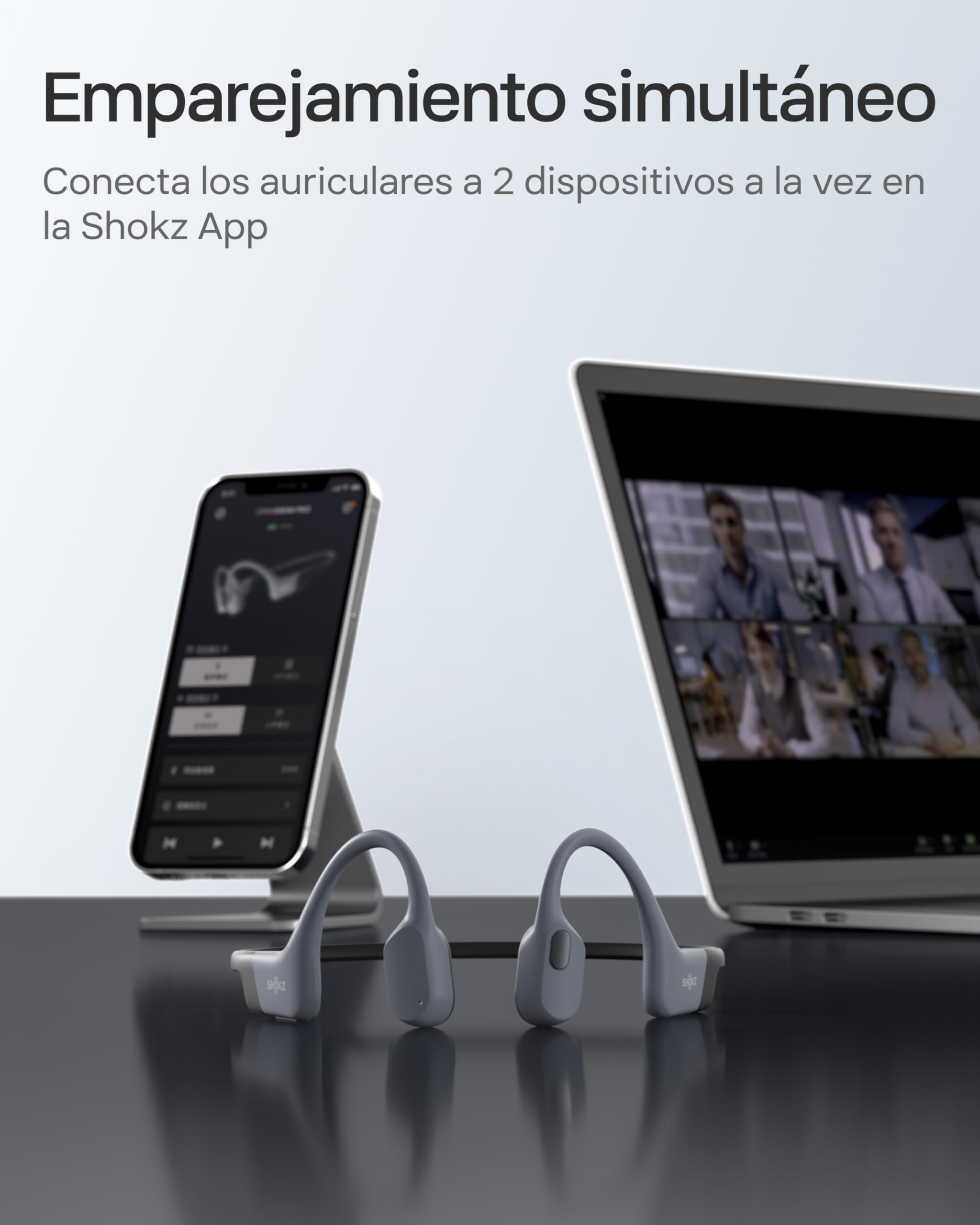 SHOKZ OpenSwim Pro Auriculares Conducción Ósea Natación Bluetooth 5.4, Gris | Impermeable IP68 | Mics con Cancelación Ruido | Carga Inalámbrica | 9H Autonomía | 32GB MP3 | Open-Ear | para Nadar Deportivo