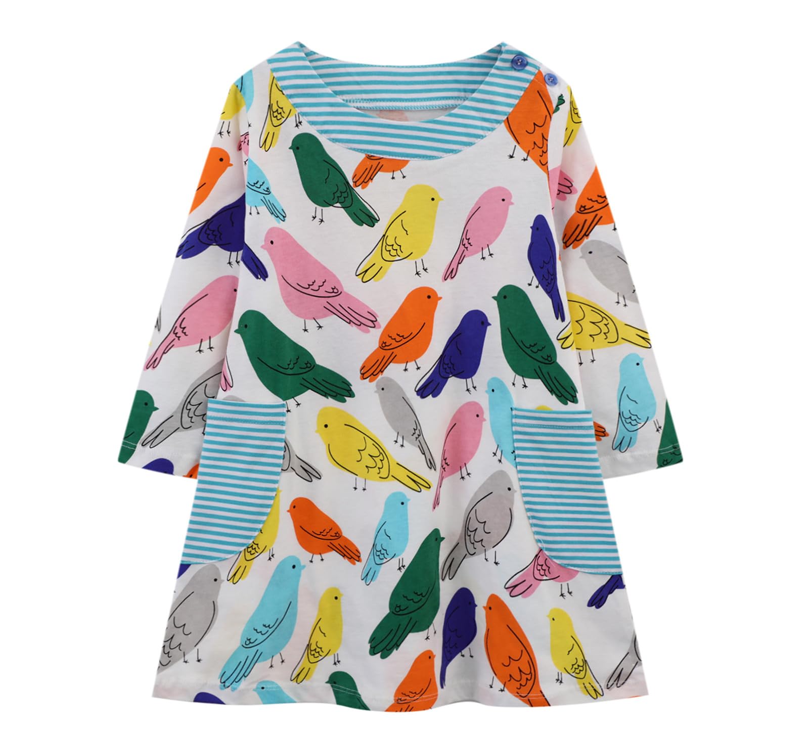 HILEELANGToddler Girl Christmas Dress Long Sleeve Fall Winter Cotton Casual BasicTunic Shirt Dresses