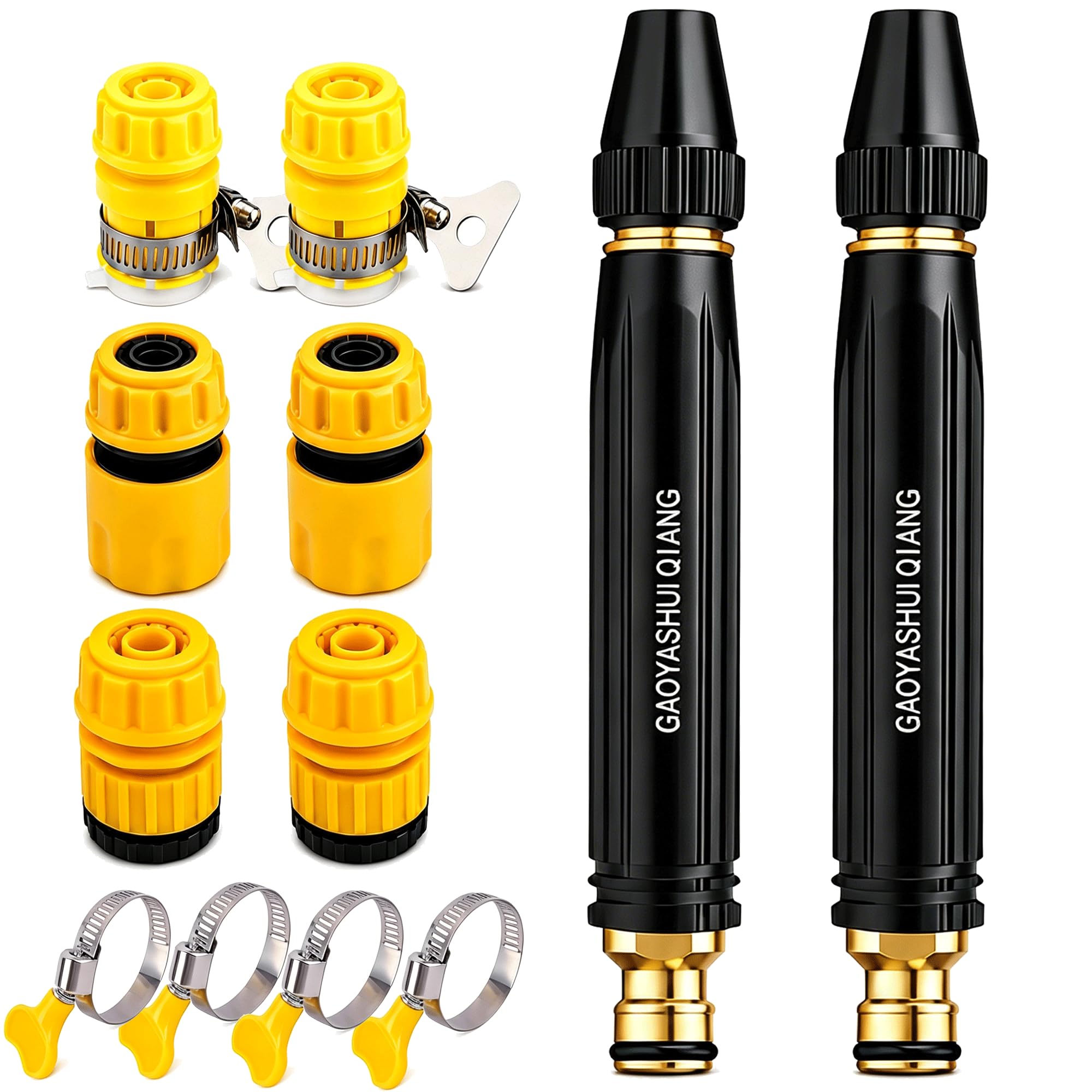 2 Sets High Pressure Water Gun, with 6 Garden Hose Connector, Powerful Home Hose Nozzle Spray Gun for Car Wash, Garden Watering and Outdoor Cleaning