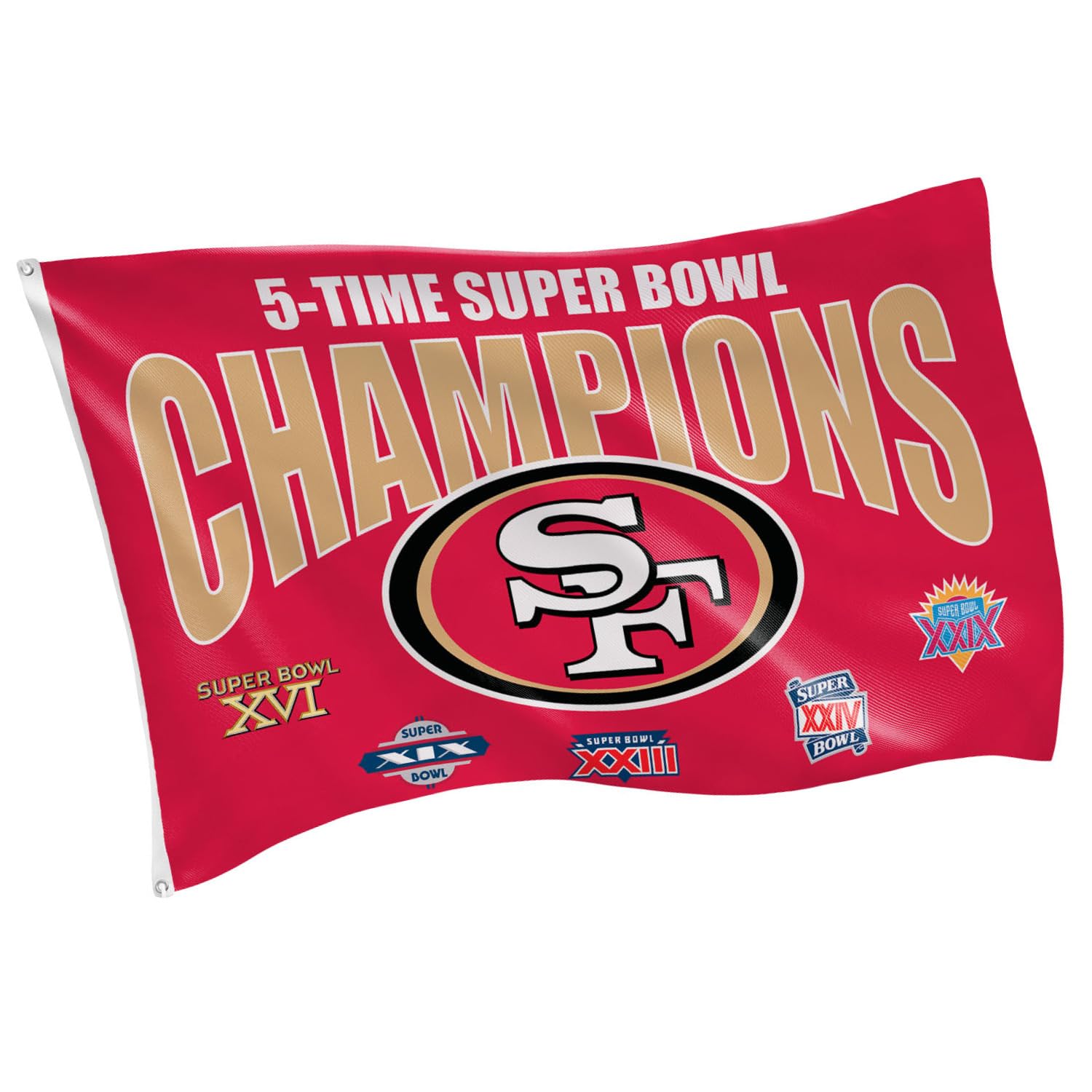 Team Sports America NFL San Francisco 49ers Multi-Win Superbowl Champions 3x5 Flag for Outside with Grommets | Outdoor & Indoor | Heavy Duty Flag & Banner | Works with Flag Pole for Outside House