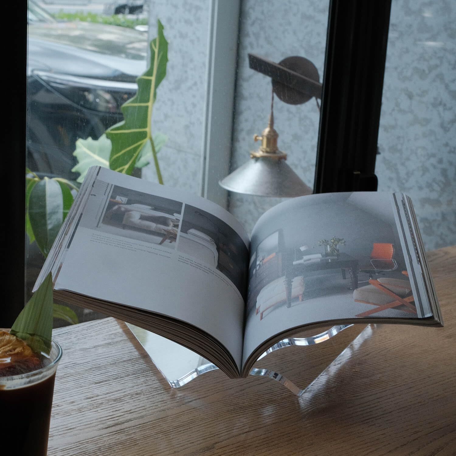 Clear Acrylic Book Holder, Wavy Edge Open Book Stand for Display and Reading Cookbook, Art Book, Bibles, Magazines (12.5” x 9.5" x 5.9”)