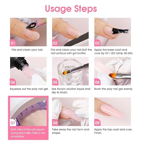 Miniatura 8 de Rosalind Gel de extensión de polietileno rosa y transparente suave para uñas, paquete de 2 unidades de 1 onza1.0 fl oz rosa claro y transparente