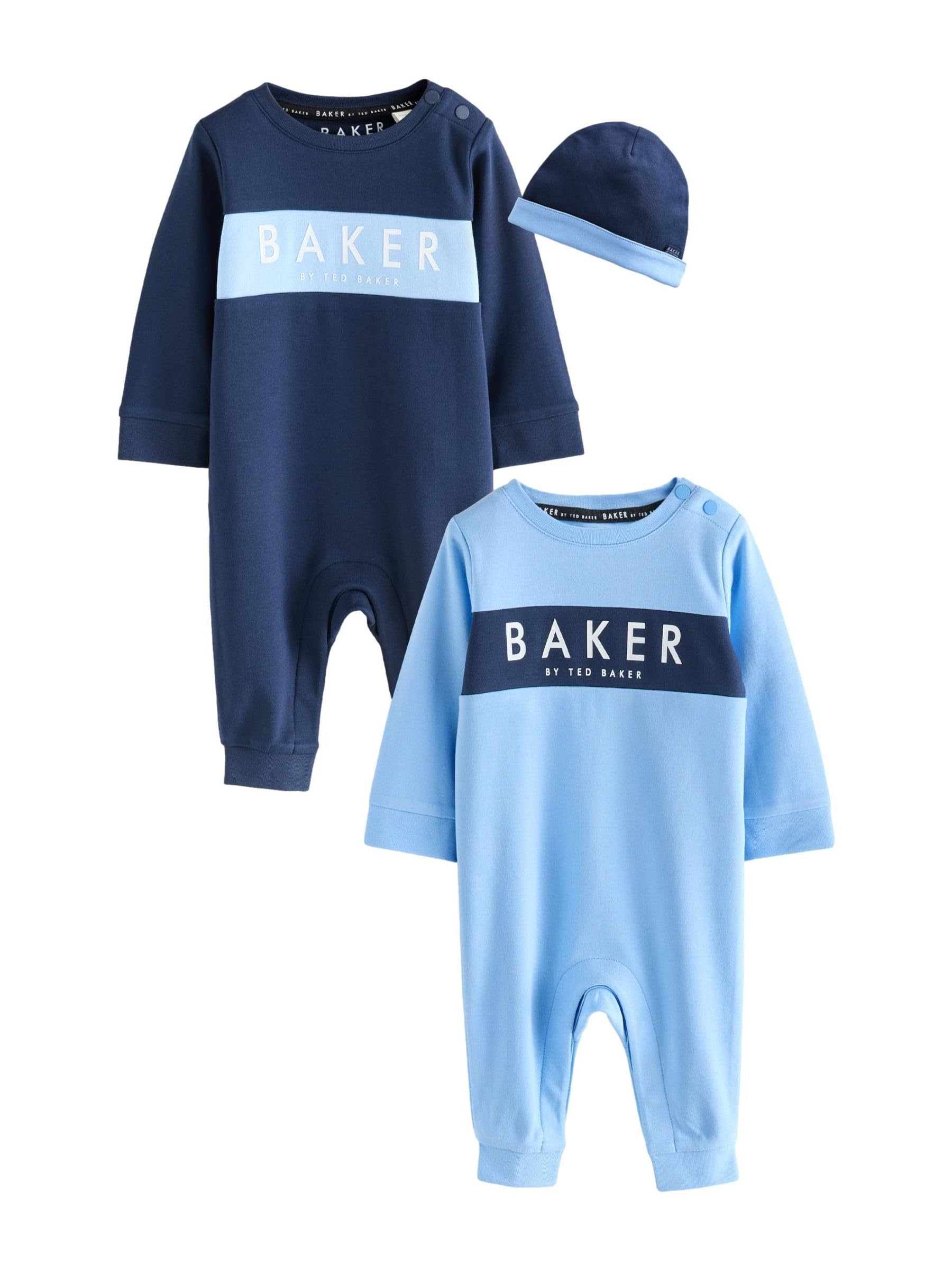 Noworodki chłopcy Zestaw 2 rampersów z dwustronną czapeczką Baker by Ted Baker