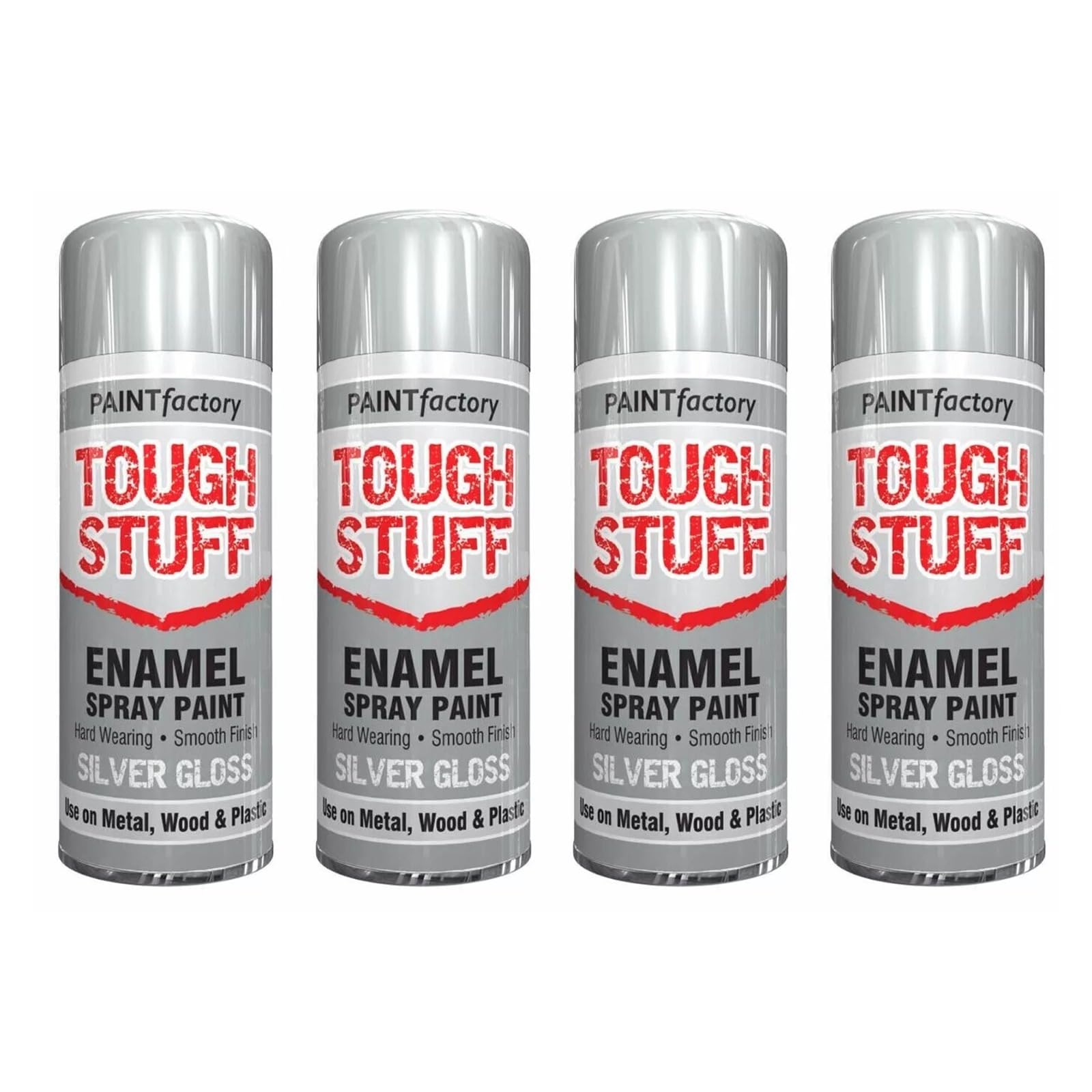 SDMAX Enamel Silver Spray Paint, Gloss Finish, Long-Lasting, Non-Cracking, Fast Drying, Easy To Apply, Portable And Lightweight, Interior And Exterior Use, 400ml (4PCS)