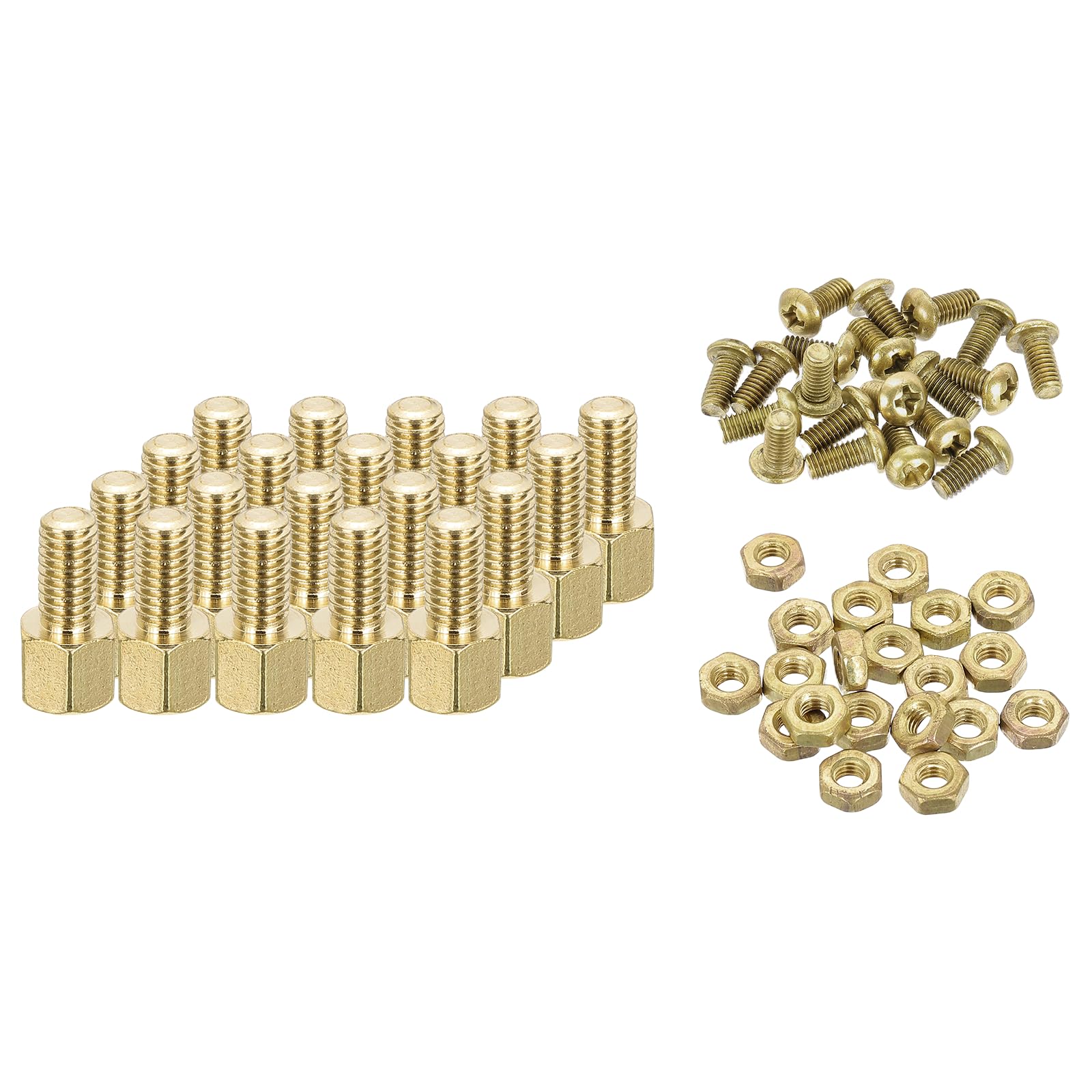 sourcing map M3 Male Brass Hex Spacer Standoffs Screws Nuts, 20 Set Hex Column Screw Nut Assortment Kit M3*4+6 Threaded Standoff for Raspberry Pi PCB Motherboard DIY โ image 1