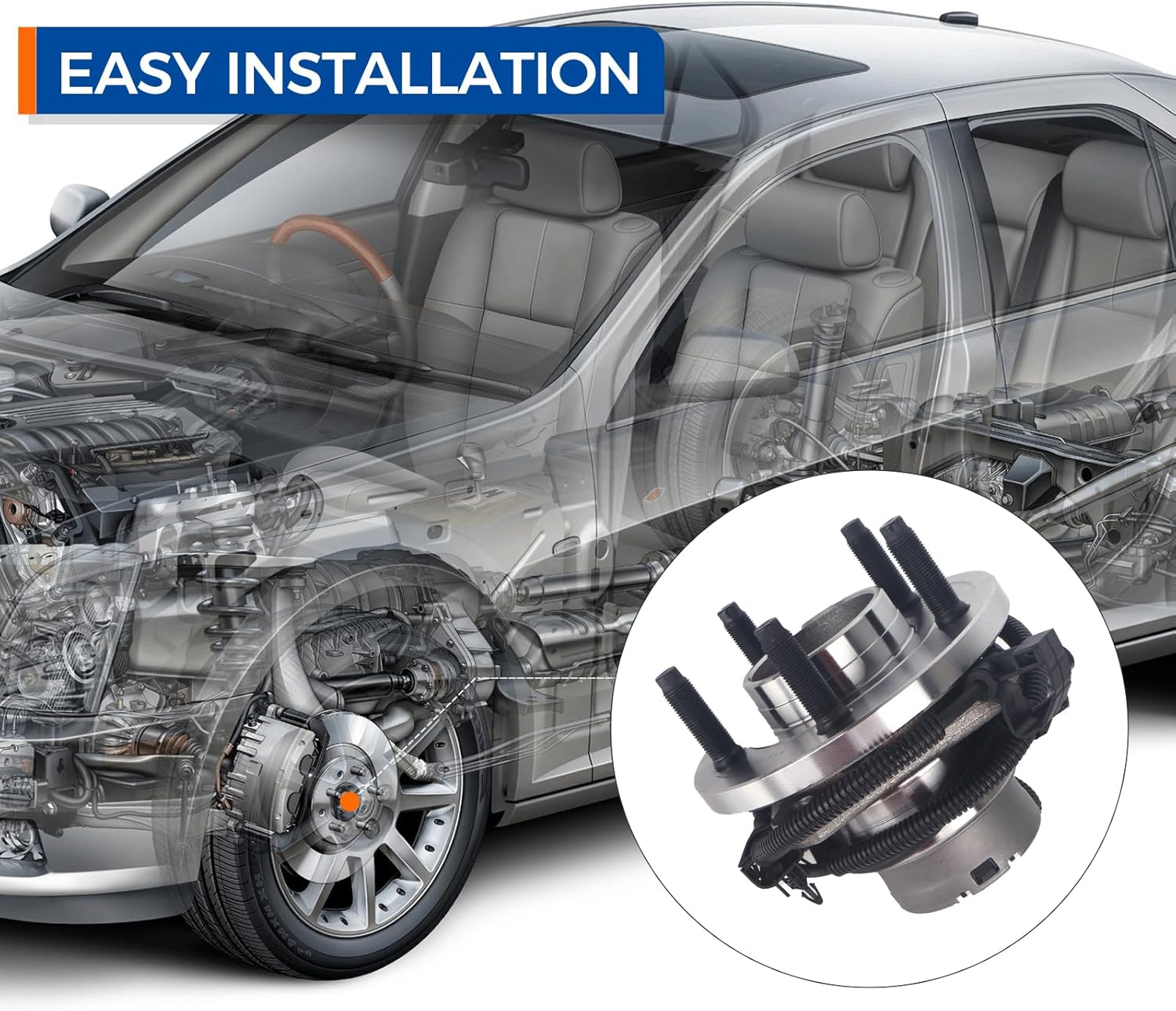 PAROD 513196 Front Wheel Hub and Bearing Assembly Fit for 2003-2005 Ford Crown Victoria, Lincoln Town Car, Mercury Grand Marquis, 2003-2004 Marauder w/ABS