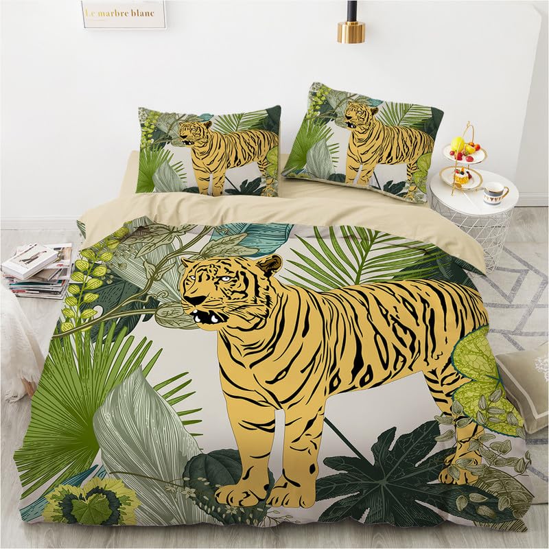 Funda nórdica de microfibra de tigre para evitar arrugas en cama de 90
