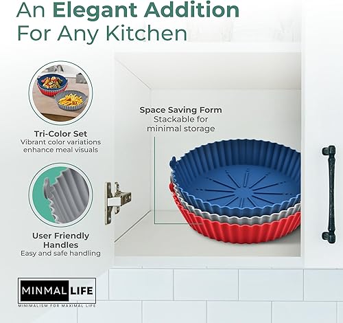 Miniatura 5 de Forros de silicona para freidora de aire - Forros reutilizables para freidora de aire - Cesta de silicona para freidora de aire - Insertos de