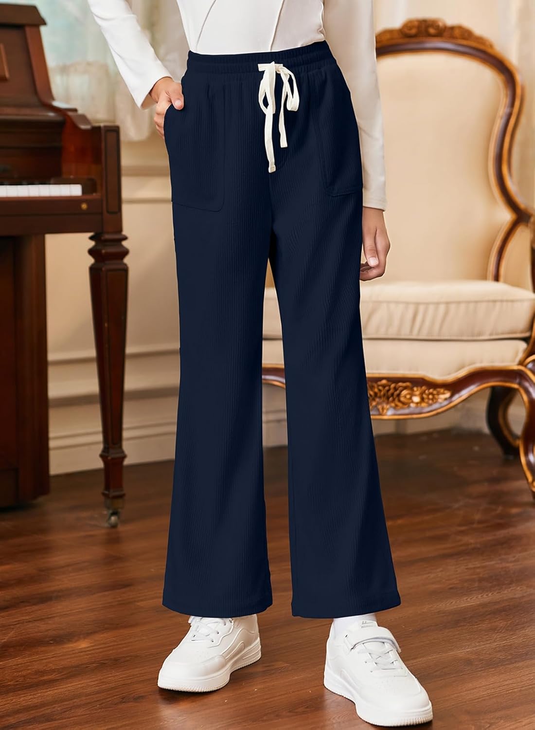 blibean Girls Uniform Pants Corduroy School Dress Pockets Bottoms Size 6-15 Years - Image 4