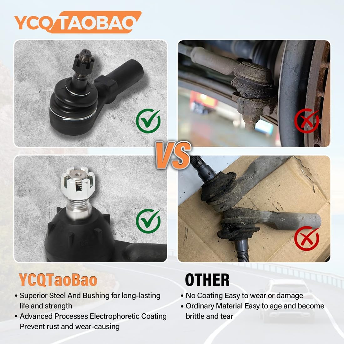 Front Inner Tie Rod End 2PC Replaces 53010TP6A01, 53610TP6A62 Compatible with Accord 2010 2011