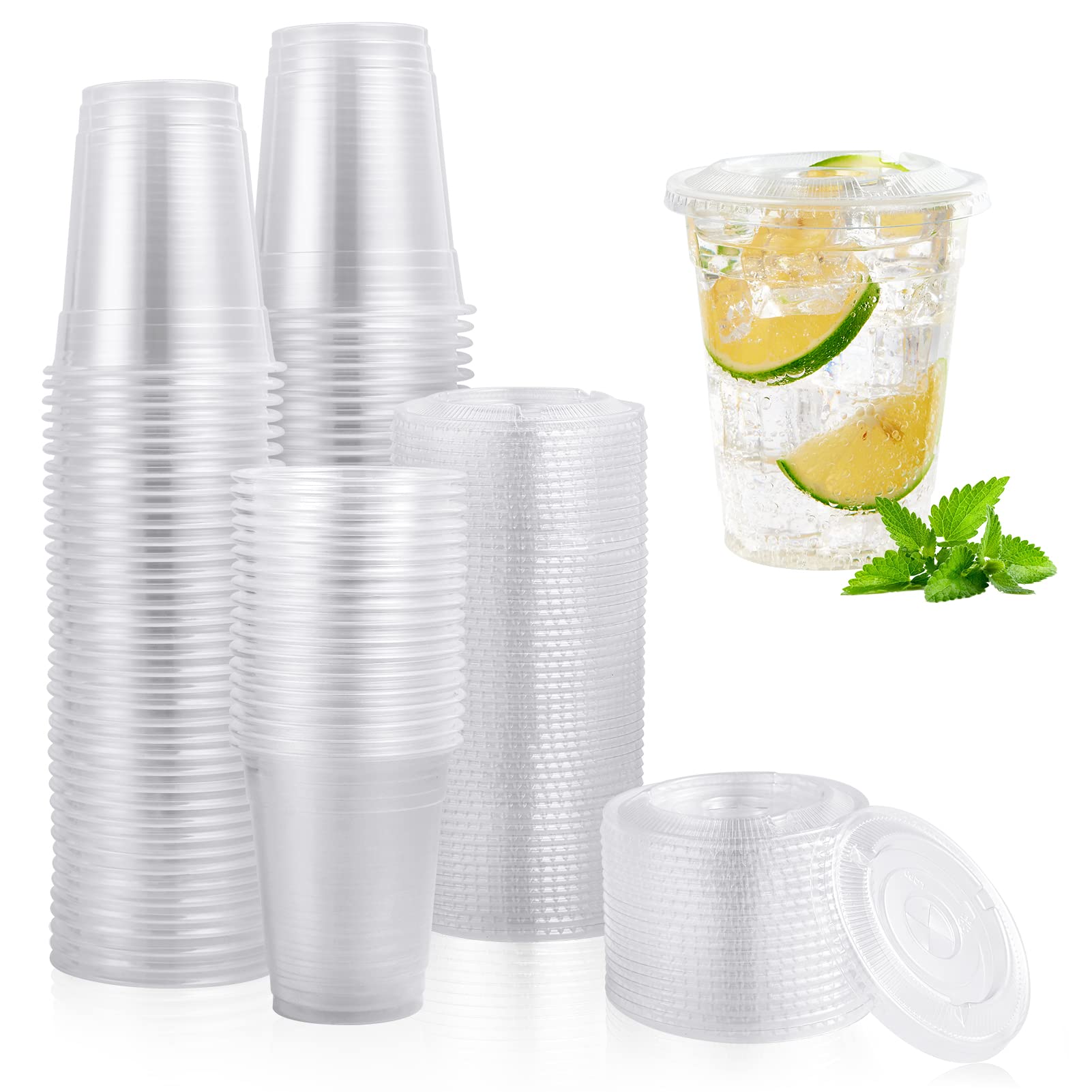 Buy 200 PACK 12oz Clear Plastic Cups, Disposable Cold Drinking Cups, 12