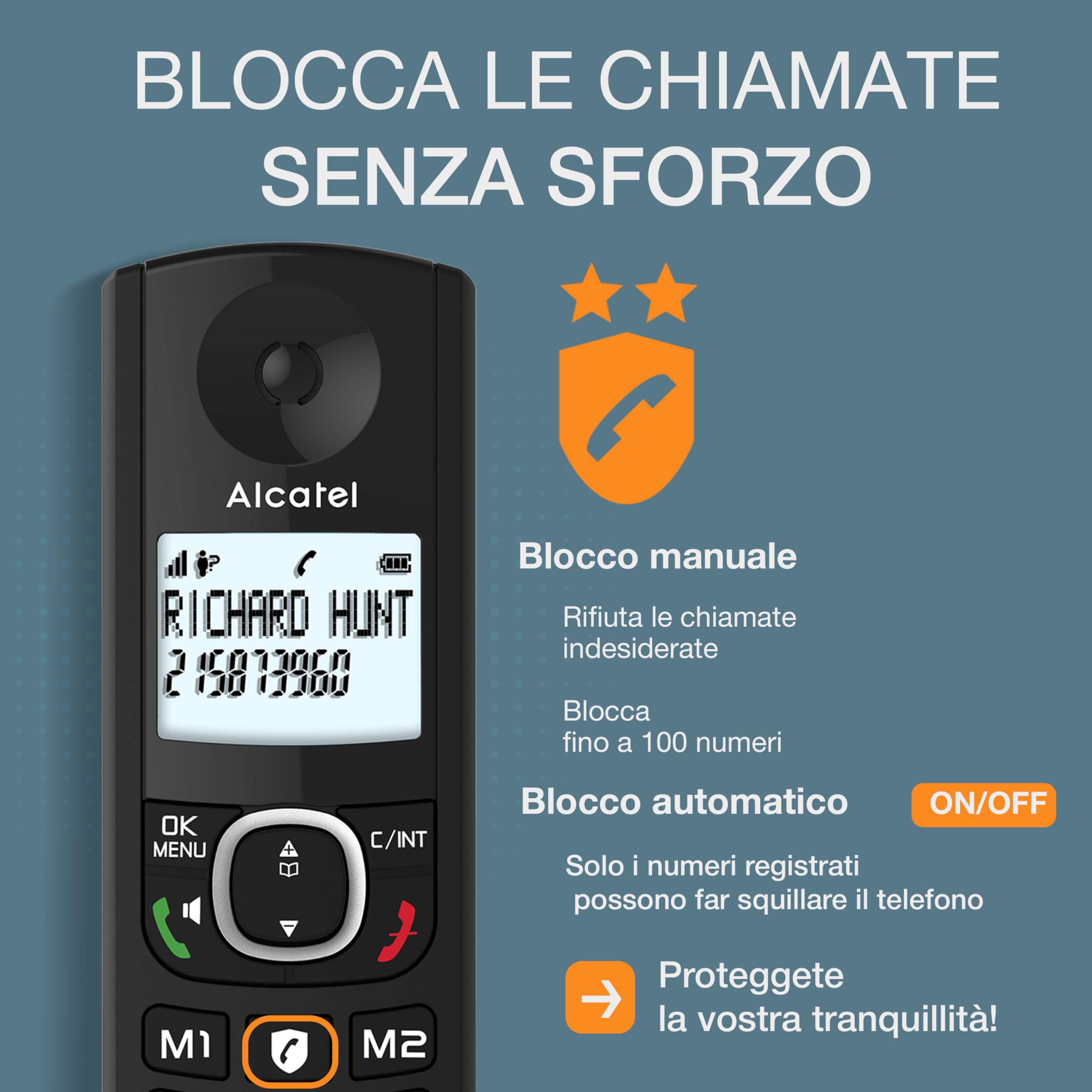 Telefono Fisso Cordless ALCATEL F530 Voice Trio - Segreteria, Vivavoce, 3 Portatili, Nero