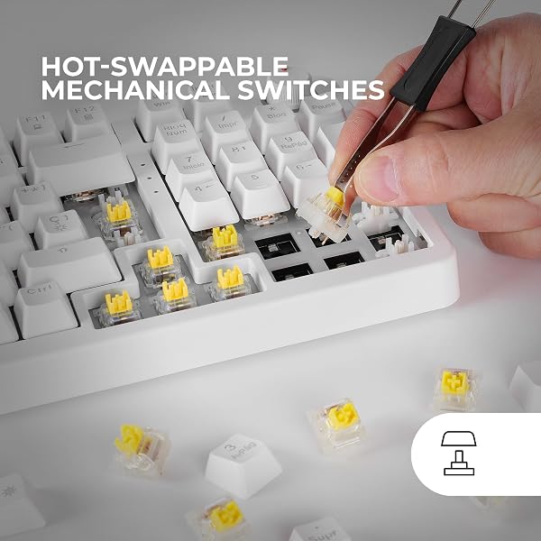 Mars Gaming MKPRO, US, Teclado Mecánico Gaming Completo, RGB Chroma, Switches Hot-Swap Mecánicos, Antighosting, Rueda de Control, Software, Multiplataforma, Switch Silent, Blanco - 4