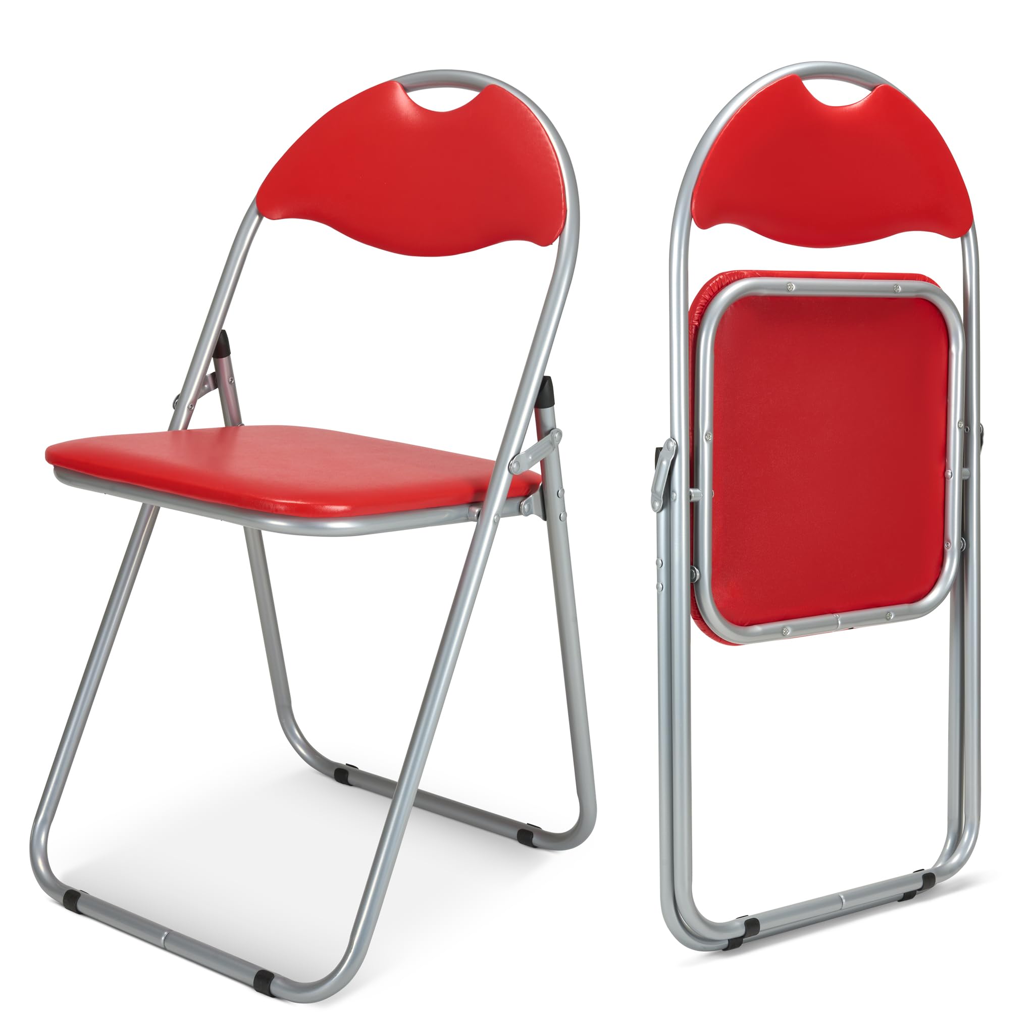 Bravich Candy Folding Chair, Set of 2 - Padded Foldable Dining Chairs with Steel Frames, Hold 100kg Each, Fold Flat for Compact Storage, Lightweight - Red — image 1