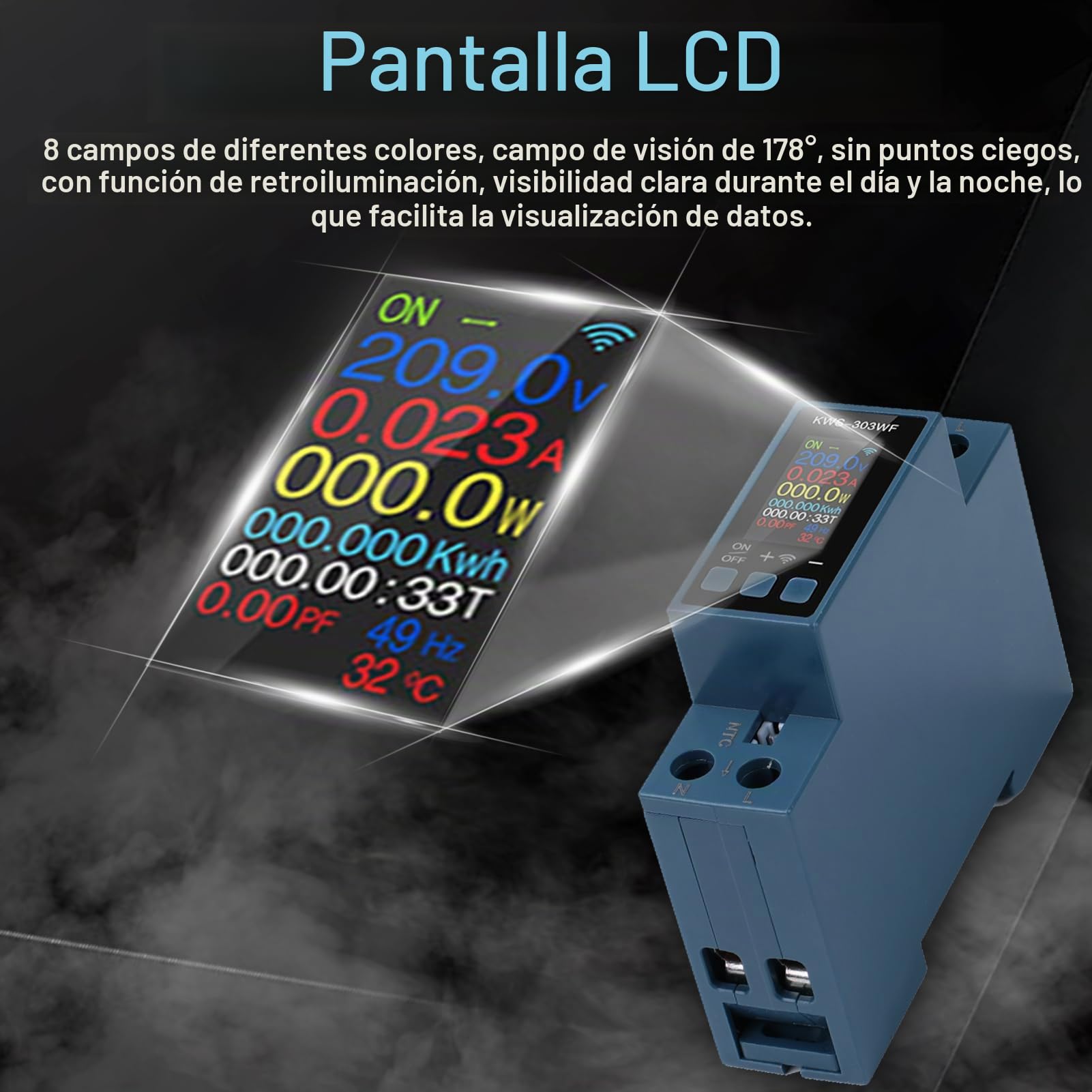 Medidor de consumo electrico wifi 40A contador electrico monofásico inteligente AC85-290V contador de energía digital con protección contra sobrecalentamiento y sobrecorriente KWS-303WF